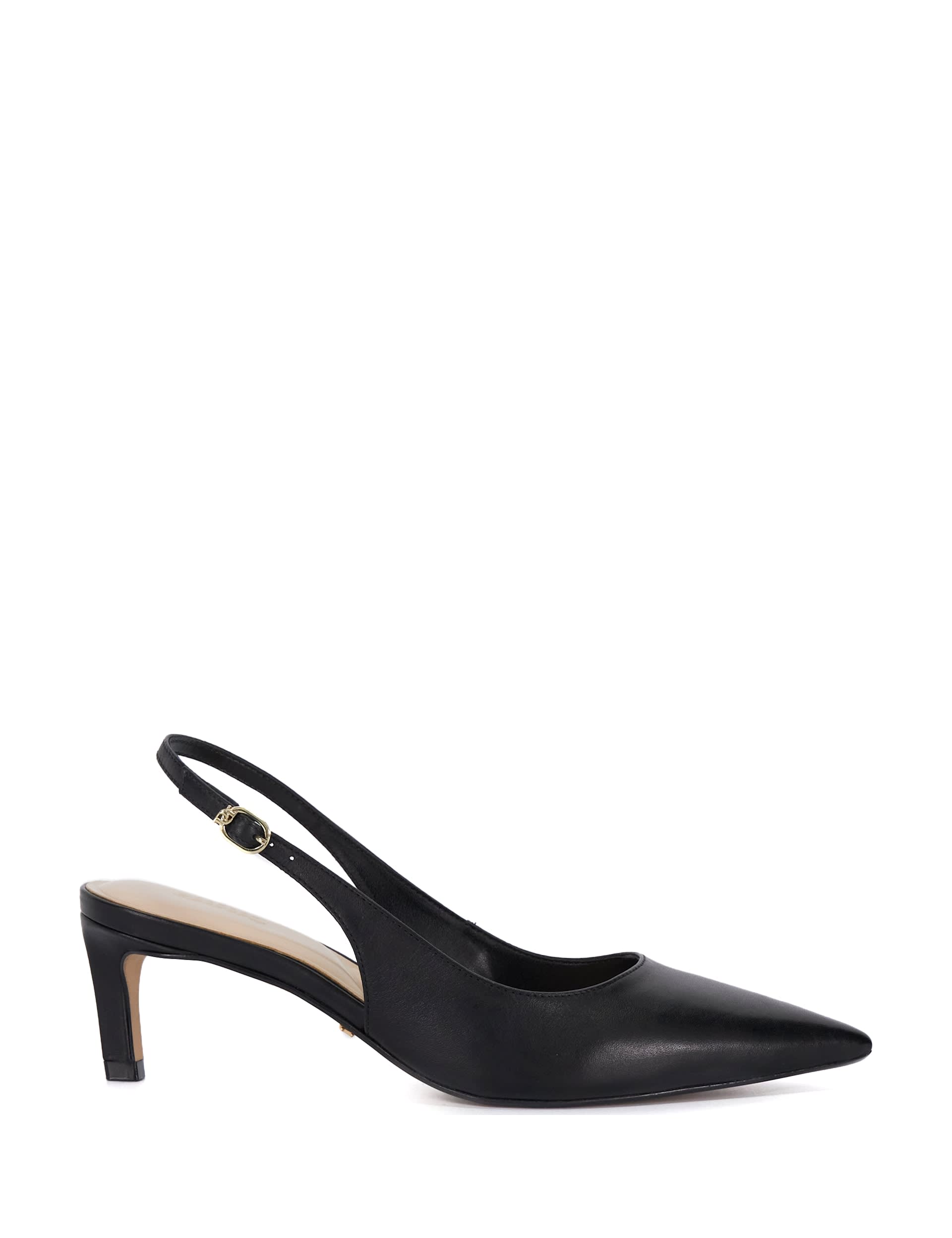 Dune London Women's Celinna Leather Slingback Buckle Court Shoes - 4 - Black, Black