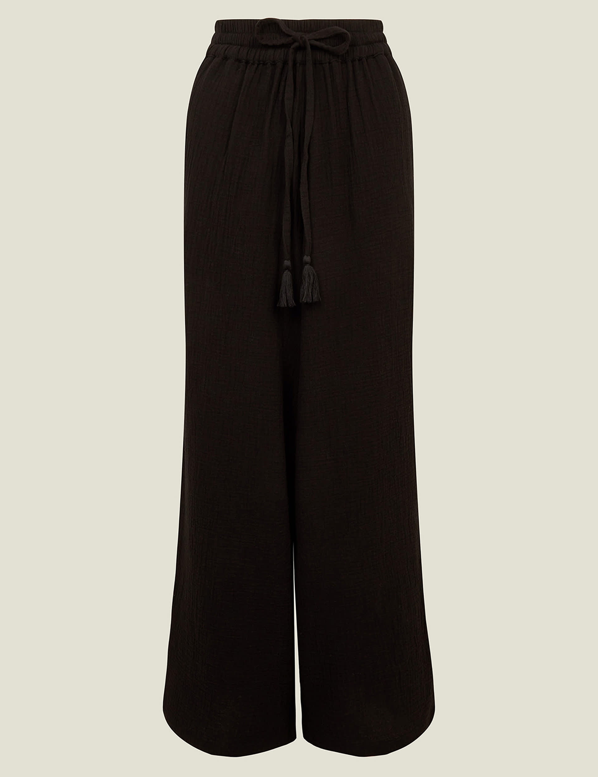 Accessorize Women's Pure Cotton Beach Trousers - M - Black, Black