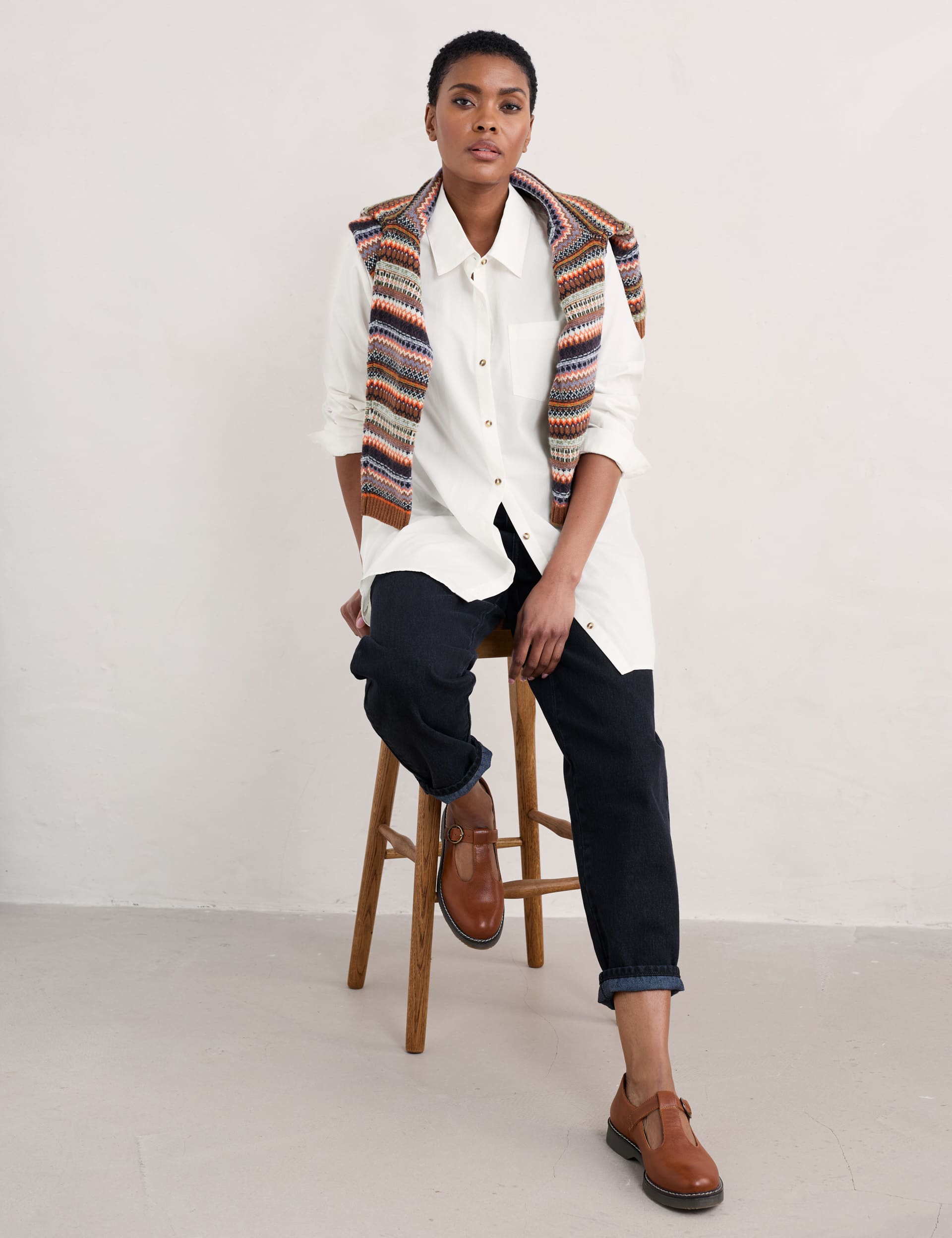 Seasalt Cornwall Women's Pure Cotton Relaxed Button Through Shirt