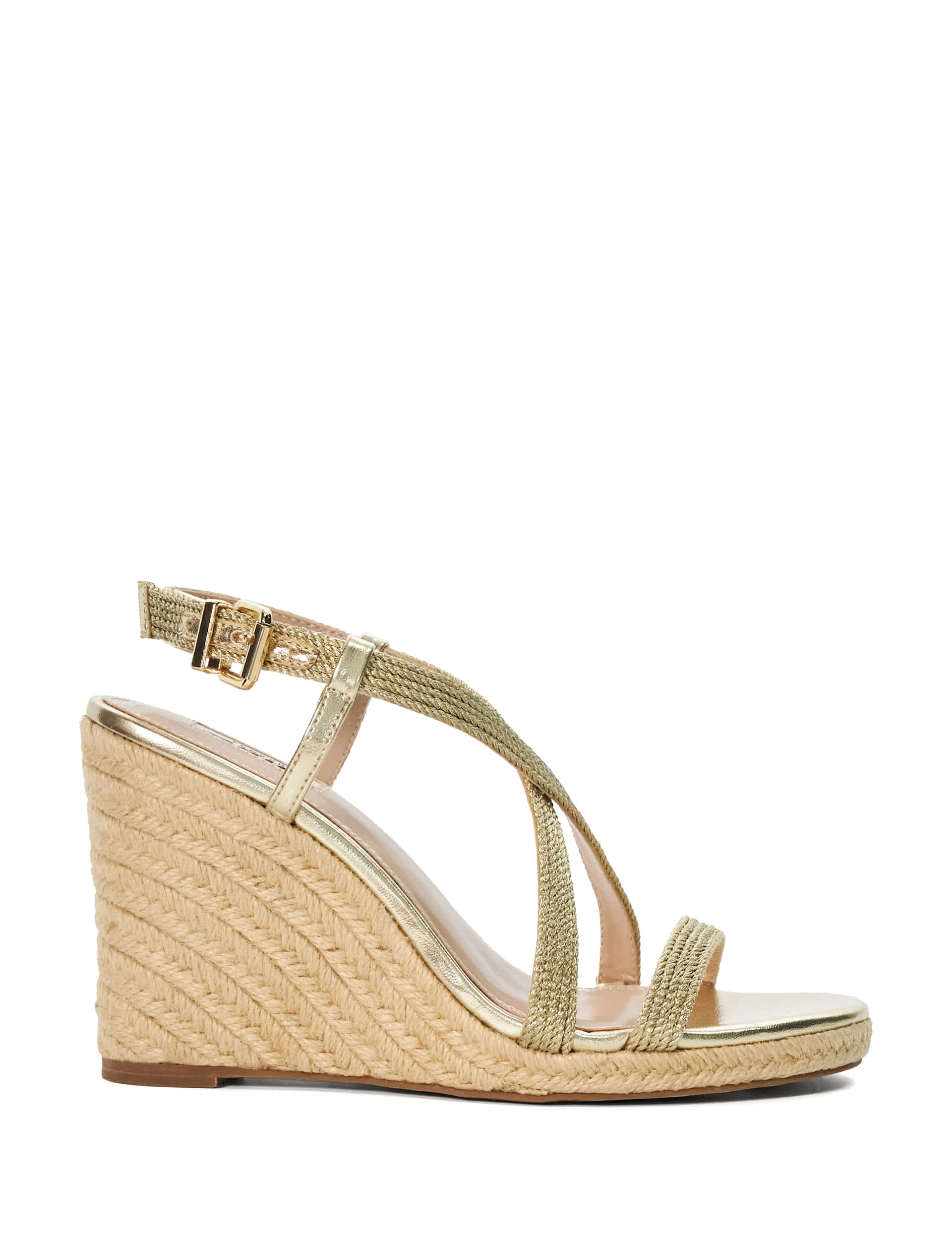 Dune London Women's Metallic Strappy Wedge Espadrille Sandals - 7 - Gold, Gold