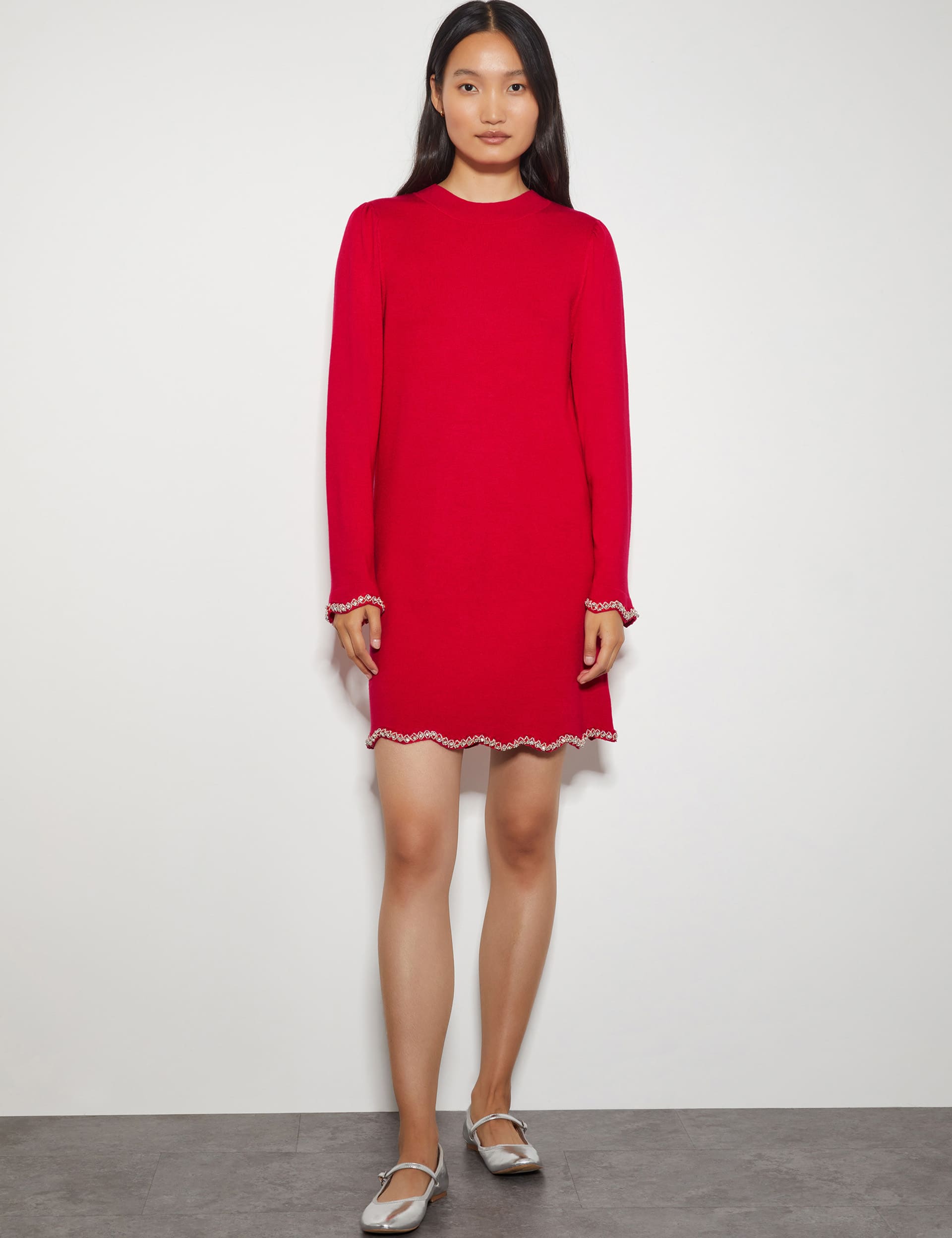 Monsoon Women's Knitted Mini Jumper Dress - XL - Red, Red