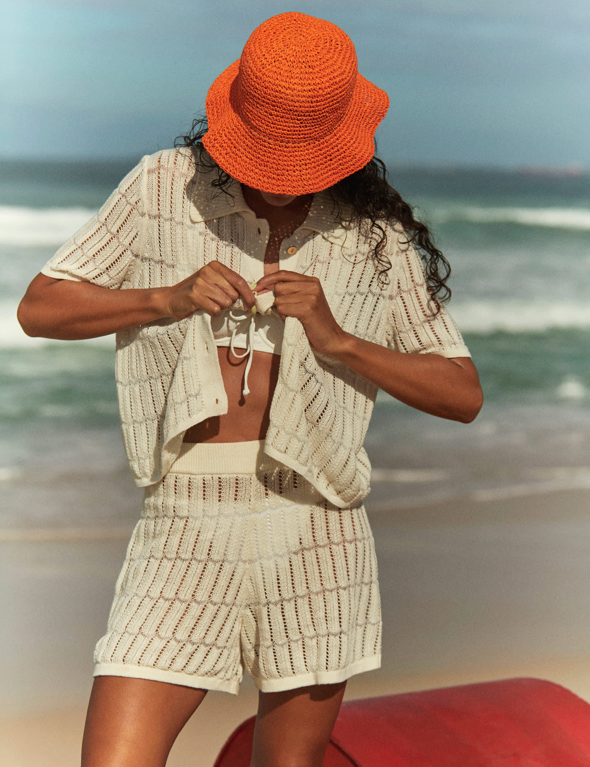 Ro&Zo Women's Lyocell  Blend Open Knit Shorts