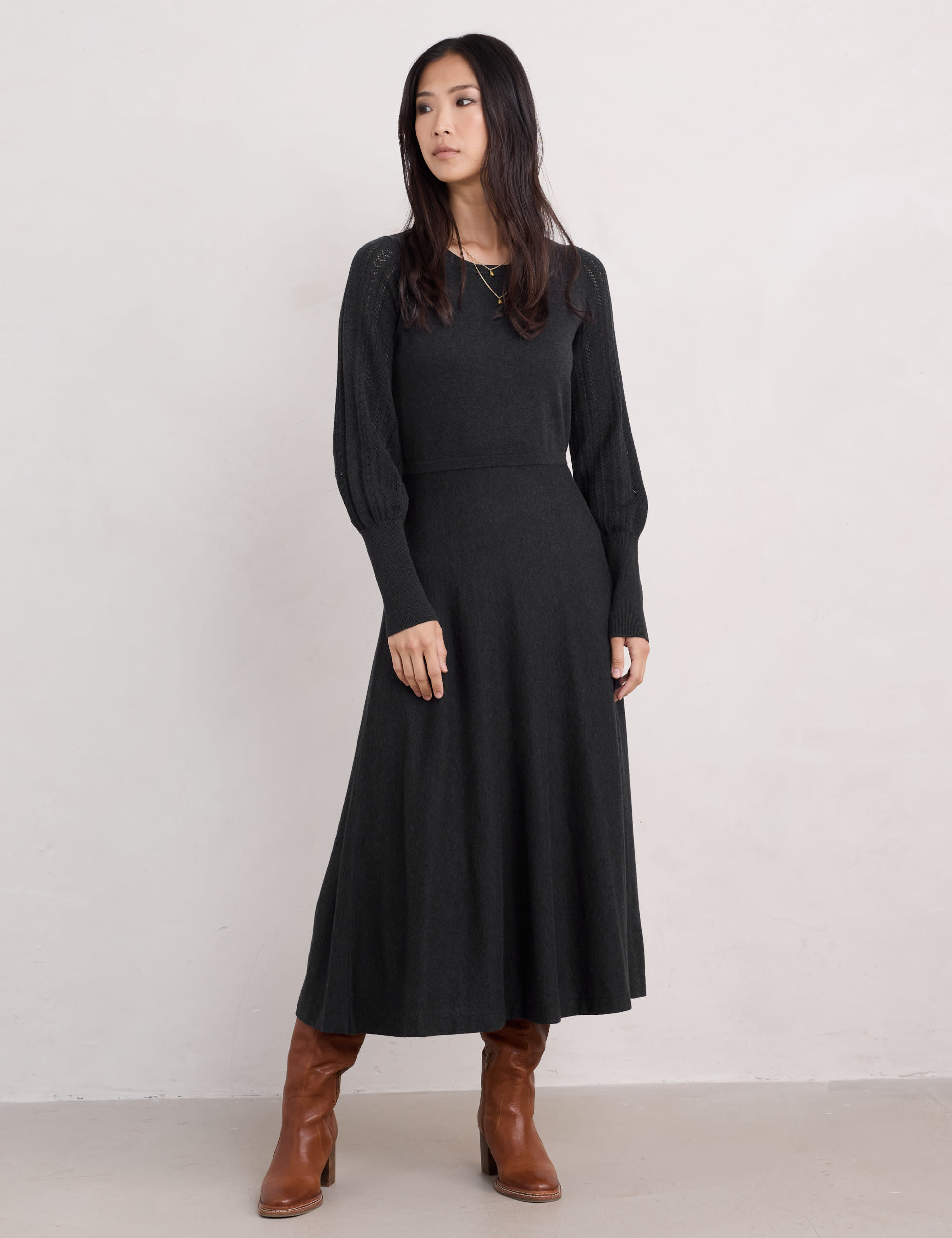 Seasalt Cornwall Women's Pure Cotton Midi Jumper Dress - 20 - Black, Black,Green