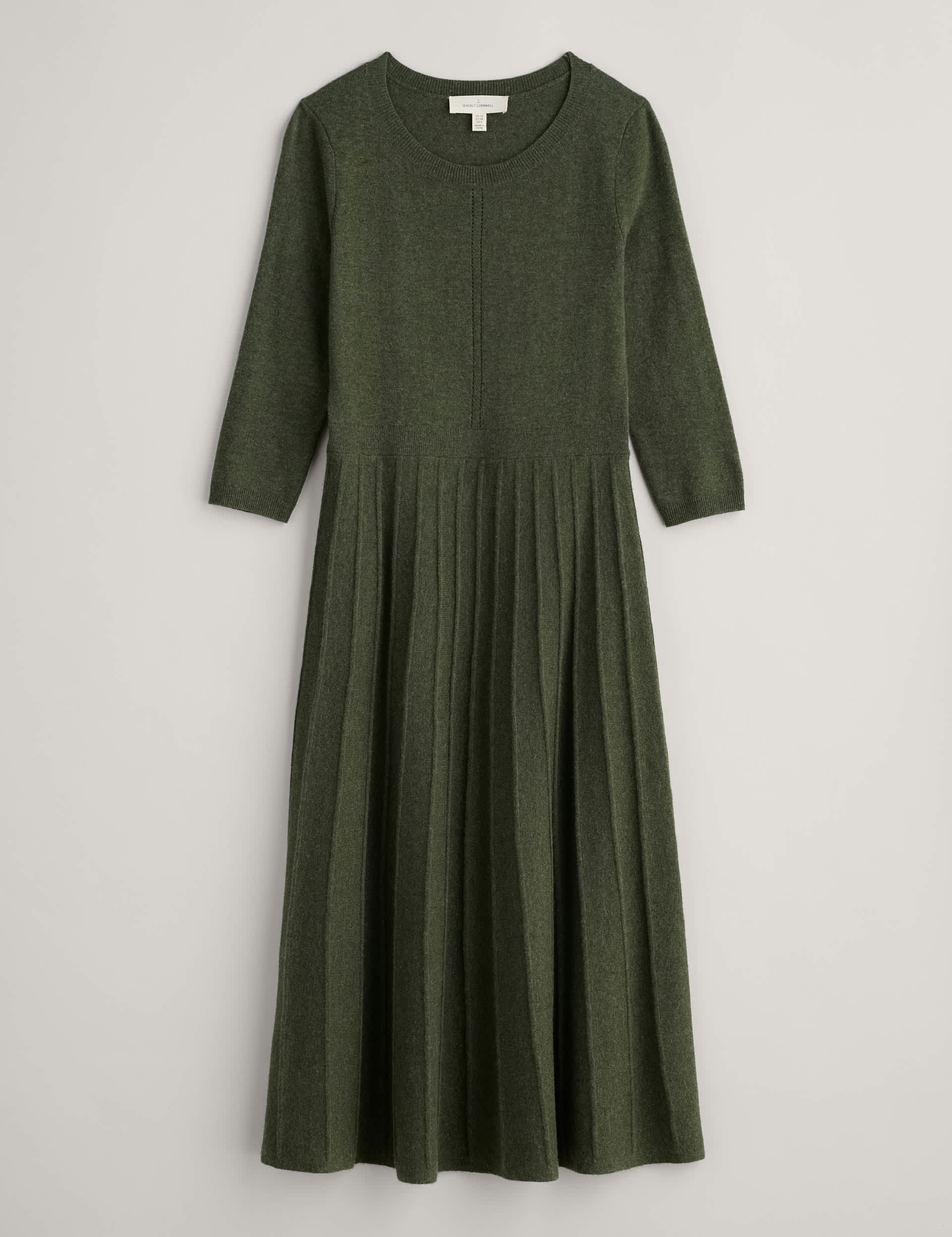 Seasalt Cornwall Women's Round Neck Midi Jumper Dress - 14REG - Green, Green