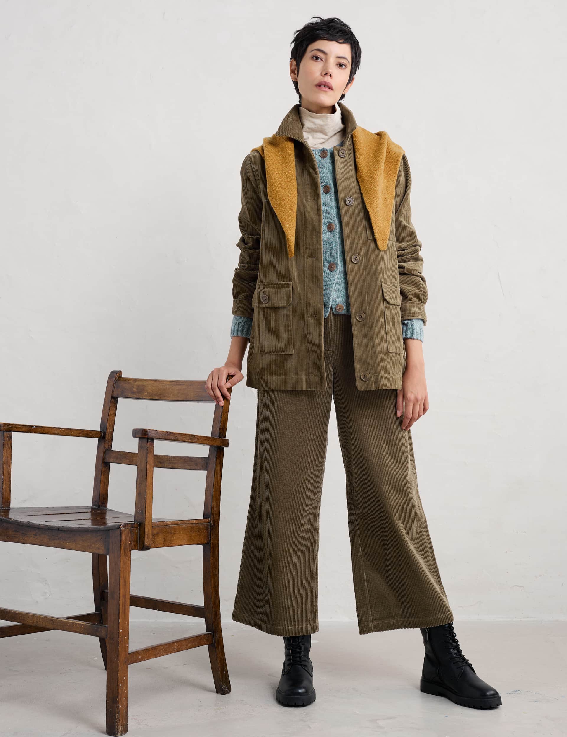 Seasalt Cornwall Women's Cord Wide Leg Cropped Trousers