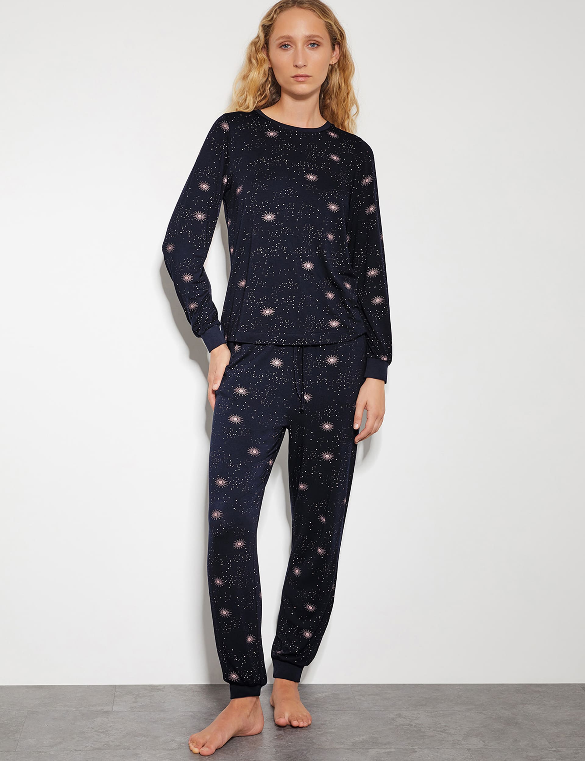 Monsoon Women's Star Print Pyjama Set - XXL - Navy Mix, Navy Mix