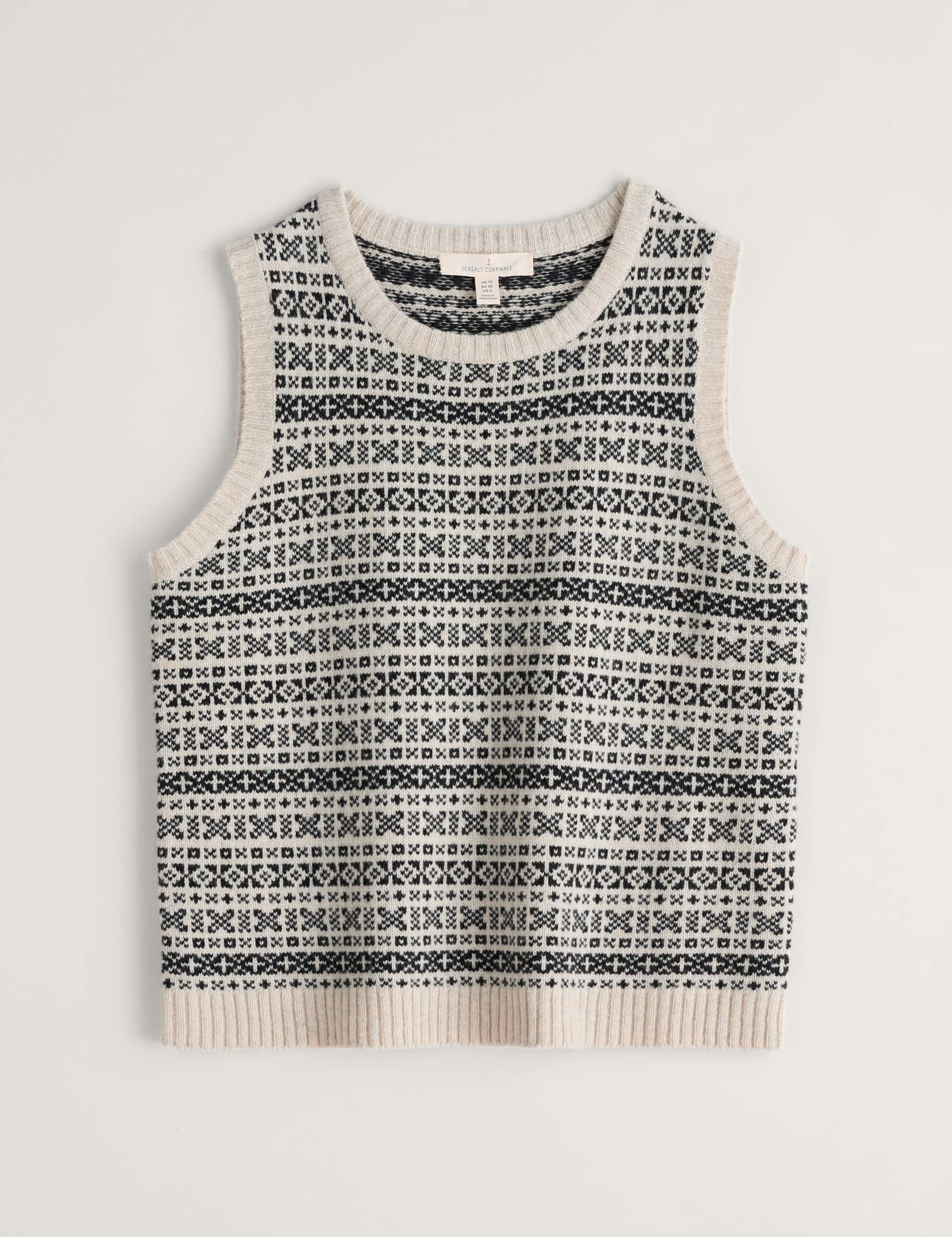 Seasalt Cornwall Women's Merino Wool Rich Fairisle Knitted Vest - 24 - Natural Mix, Natural Mix