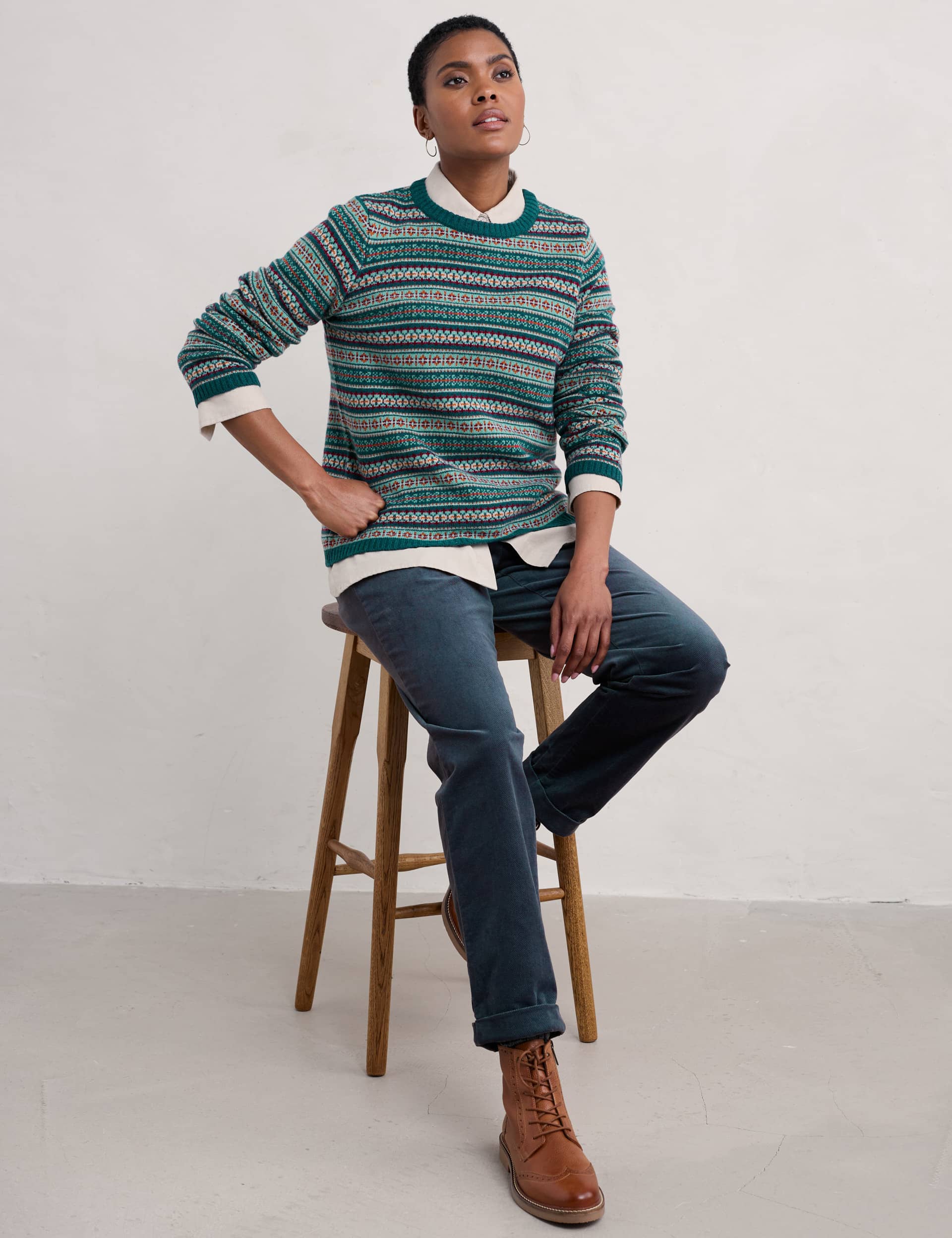Seasalt Cornwall Women's Merino Wool Rich Fairisle Crew Neck Jumper