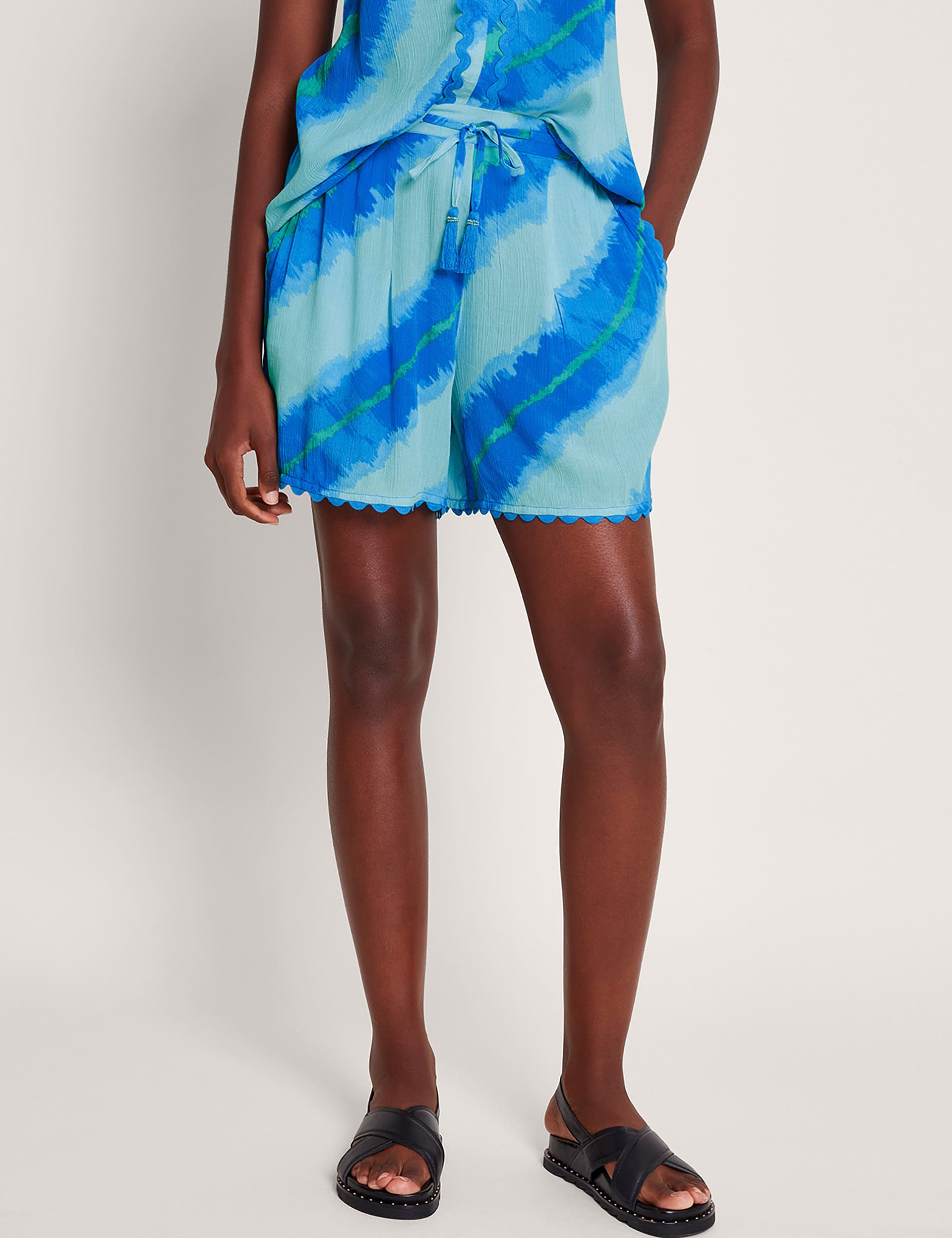 Monsoon Women's Striped High Waisted Shorts