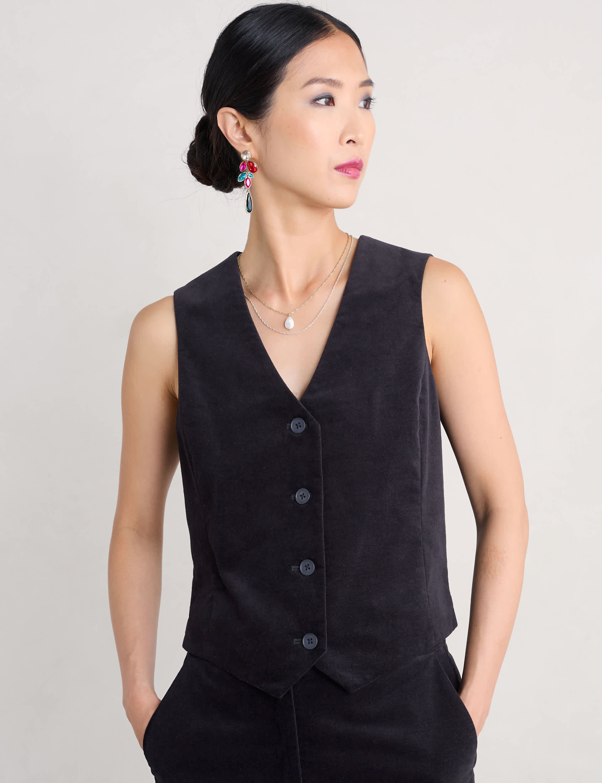 Seasalt Cornwall Women's Cotton Rich Tailored Waistcoat - 12 - Black, Black