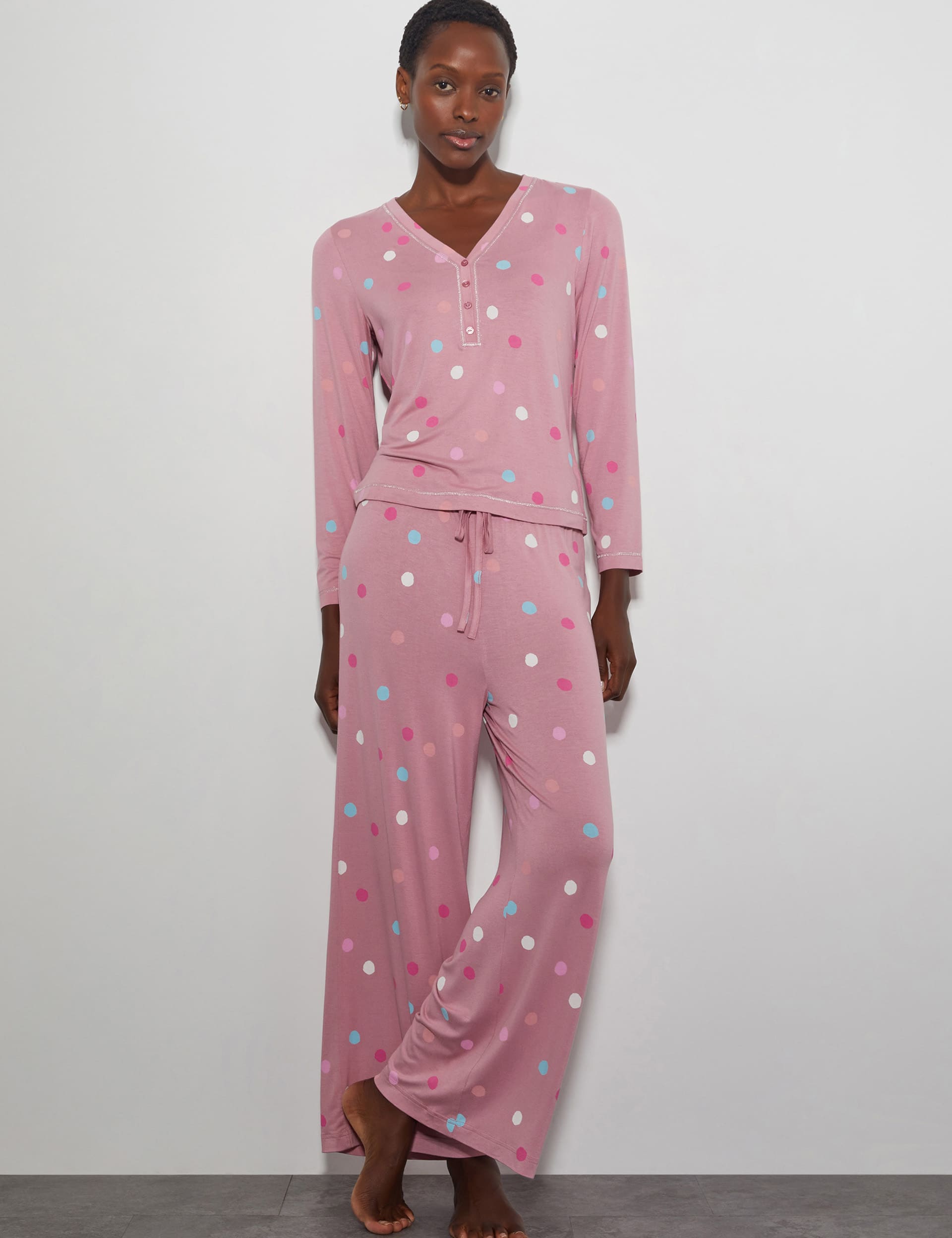 Monsoon Women's Spot Print Pyjama Set - XXL - Pink Mix, Pink Mix