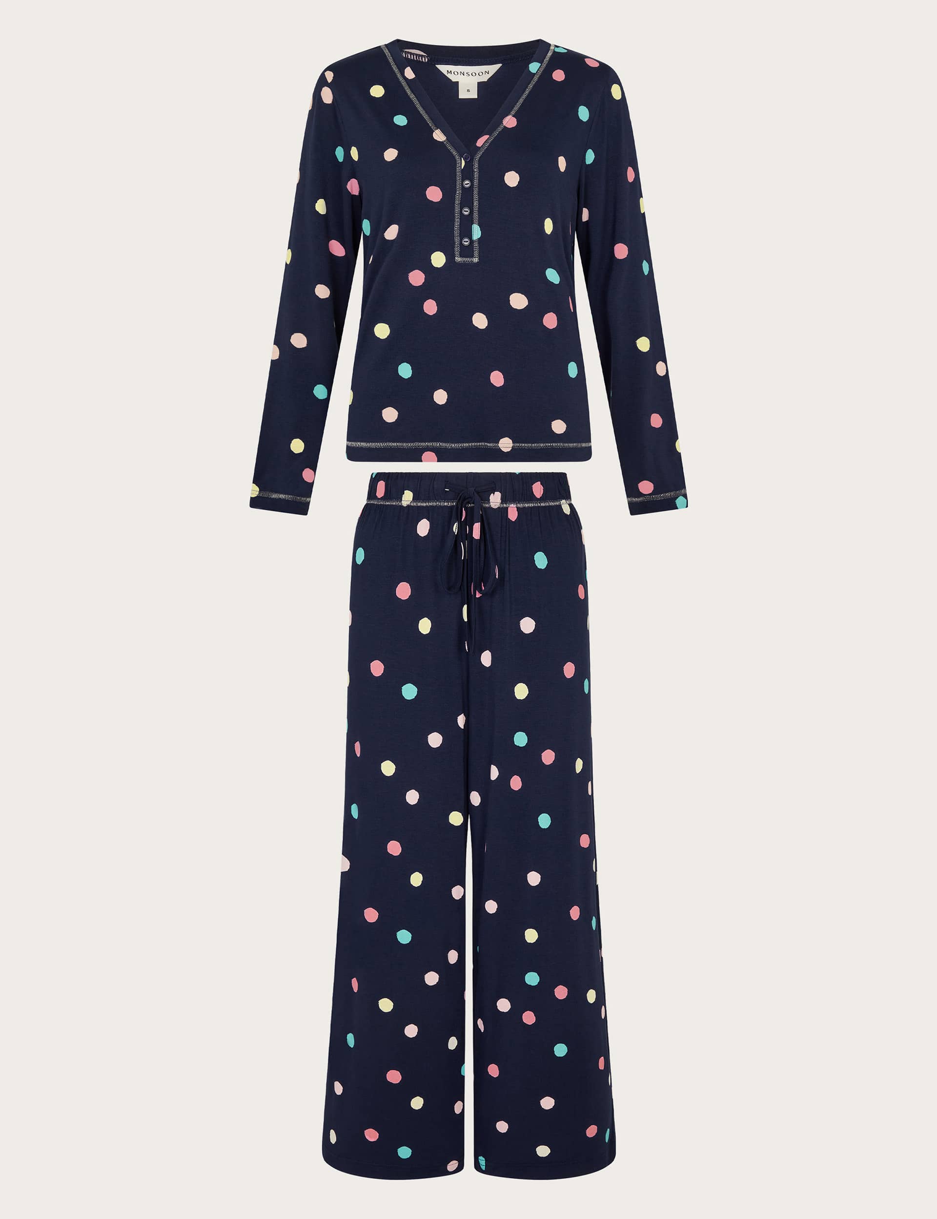 Monsoon Women's Spot Print Pyjama Set - Navy Mix, Pink Mix,Navy Mix