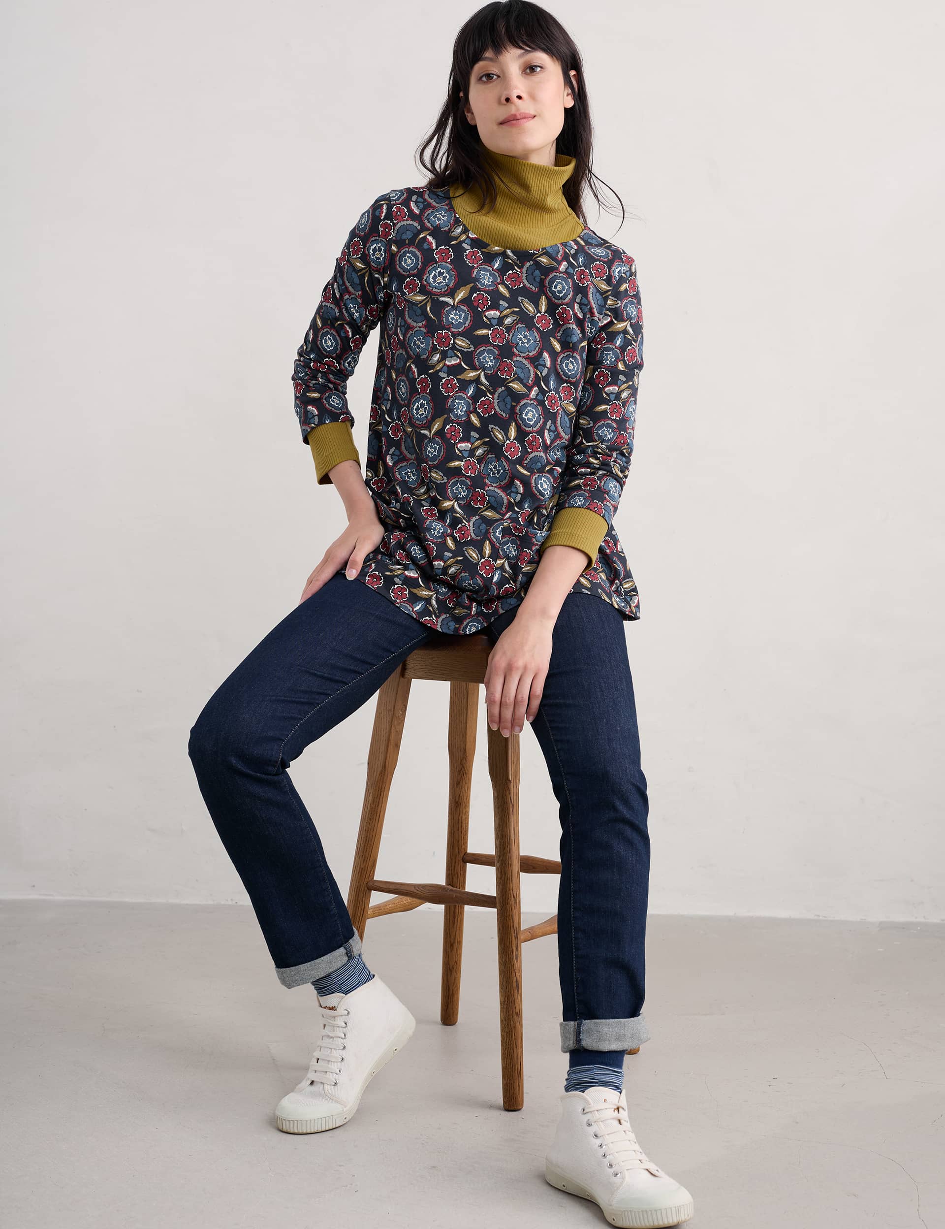 Seasalt Cornwall Women's Cotton Modal Blend Floral Top