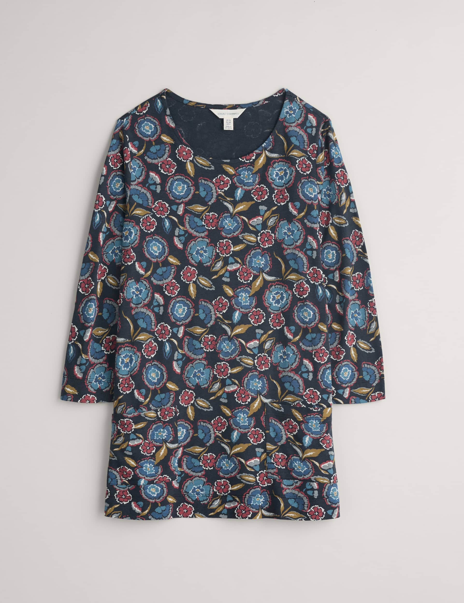 Seasalt Cornwall Women's Cotton Modal Blend Floral Top - 8 - Navy Mix, Navy Mix