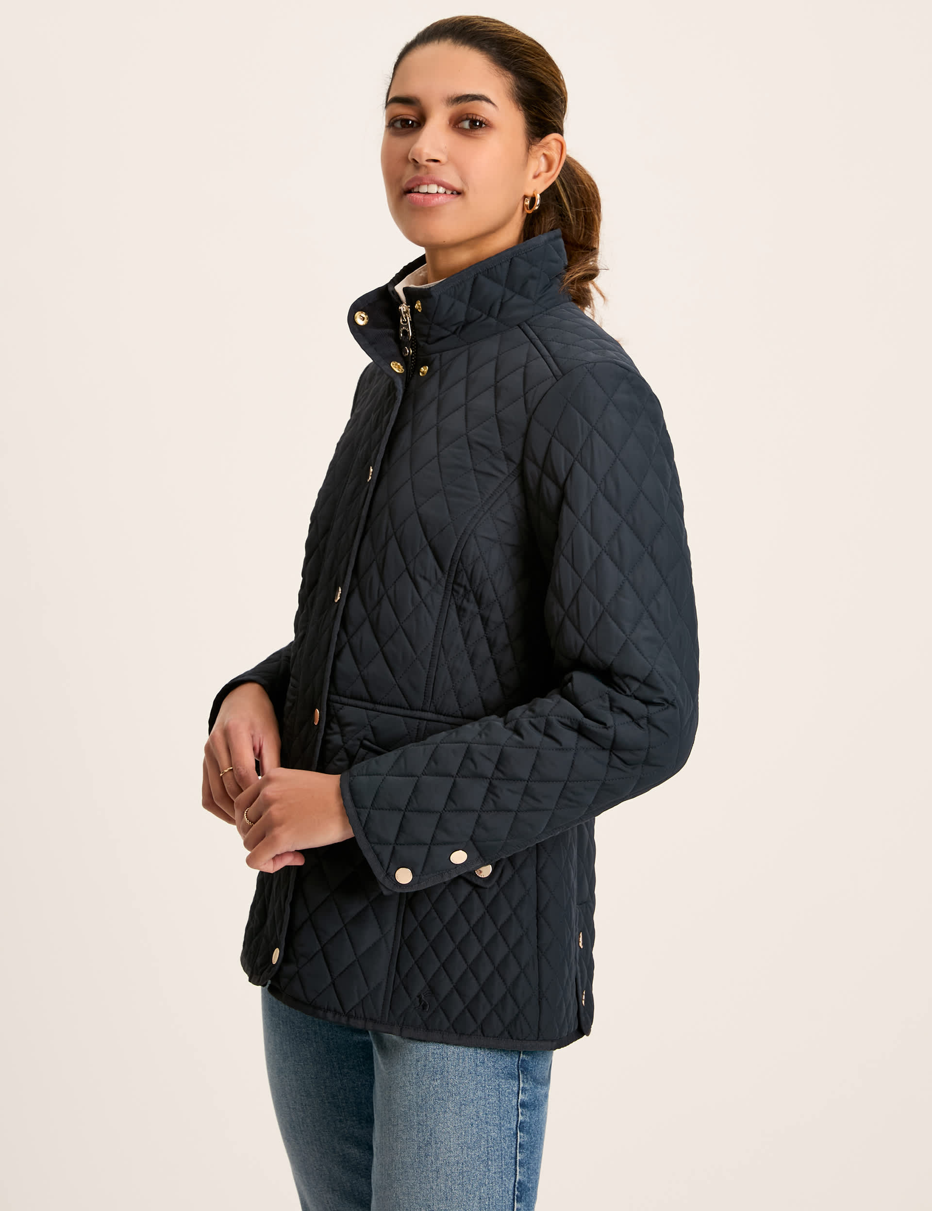 Joules Women's Quilted Short Jacket - 6 - Navy, Navy