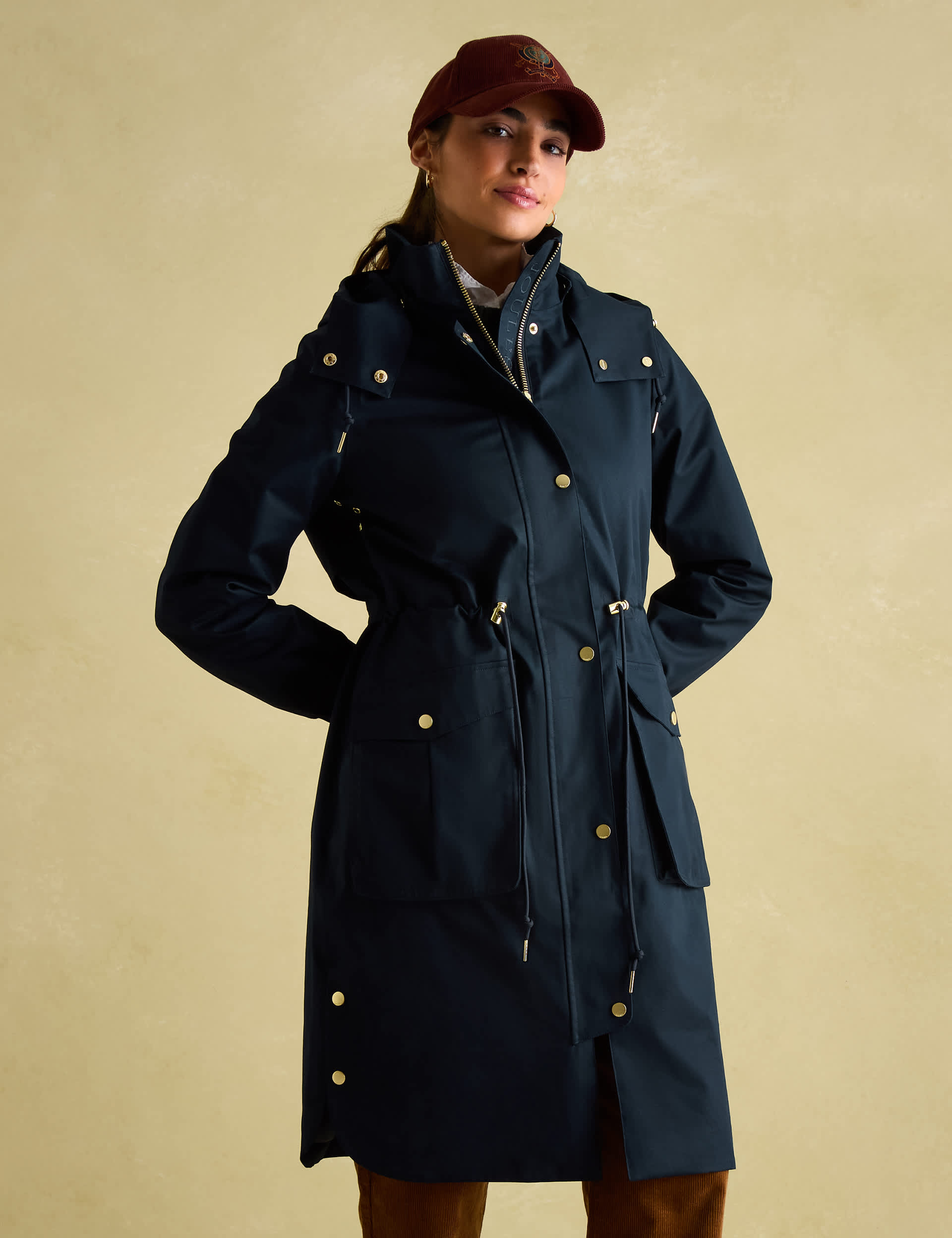 Joules Women's Pure Cotton Waterproof Trench Coat QT - 20 - Navy, Navy