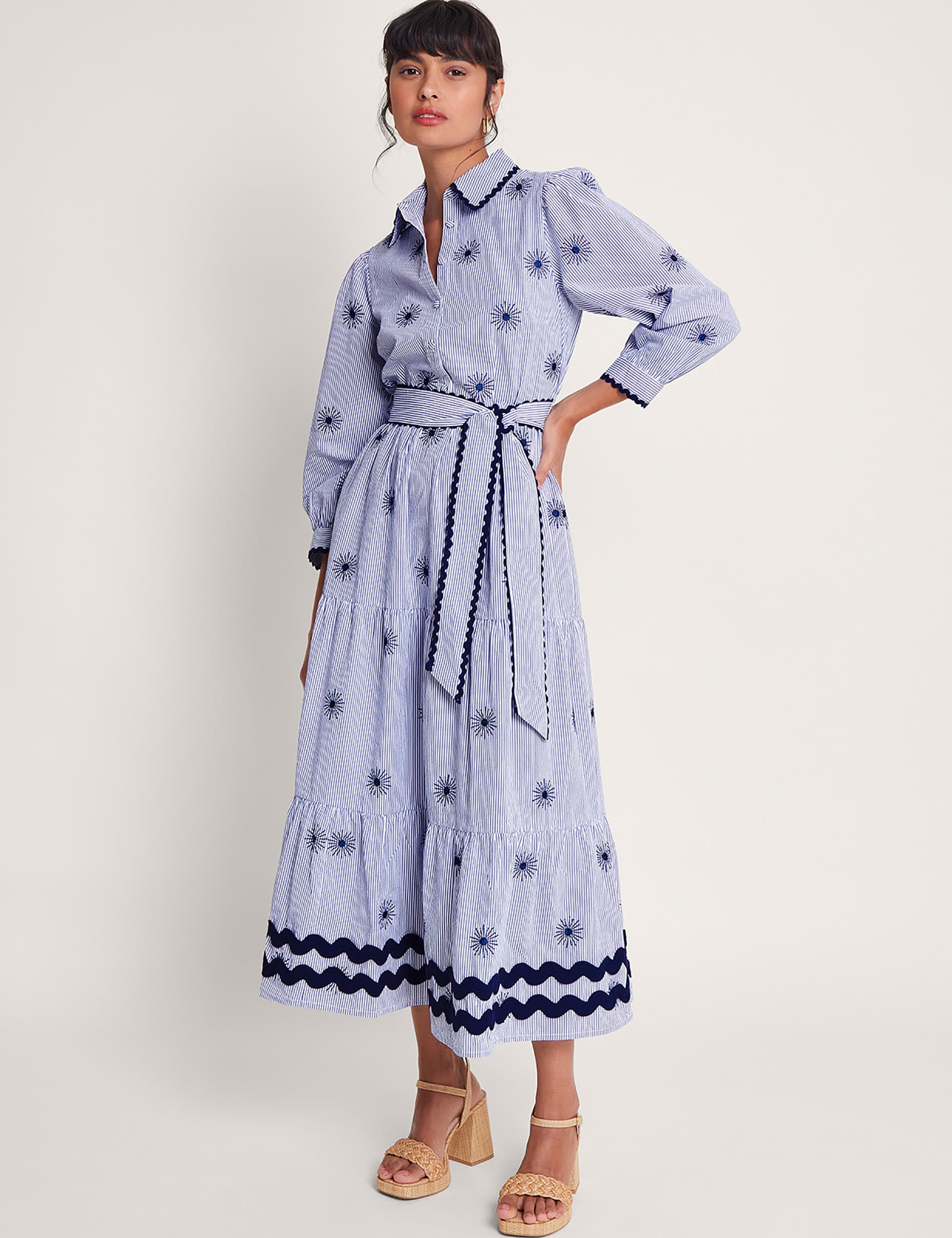 Monsoon Women's Pure Cotton Collared Midaxi Shirt Dress