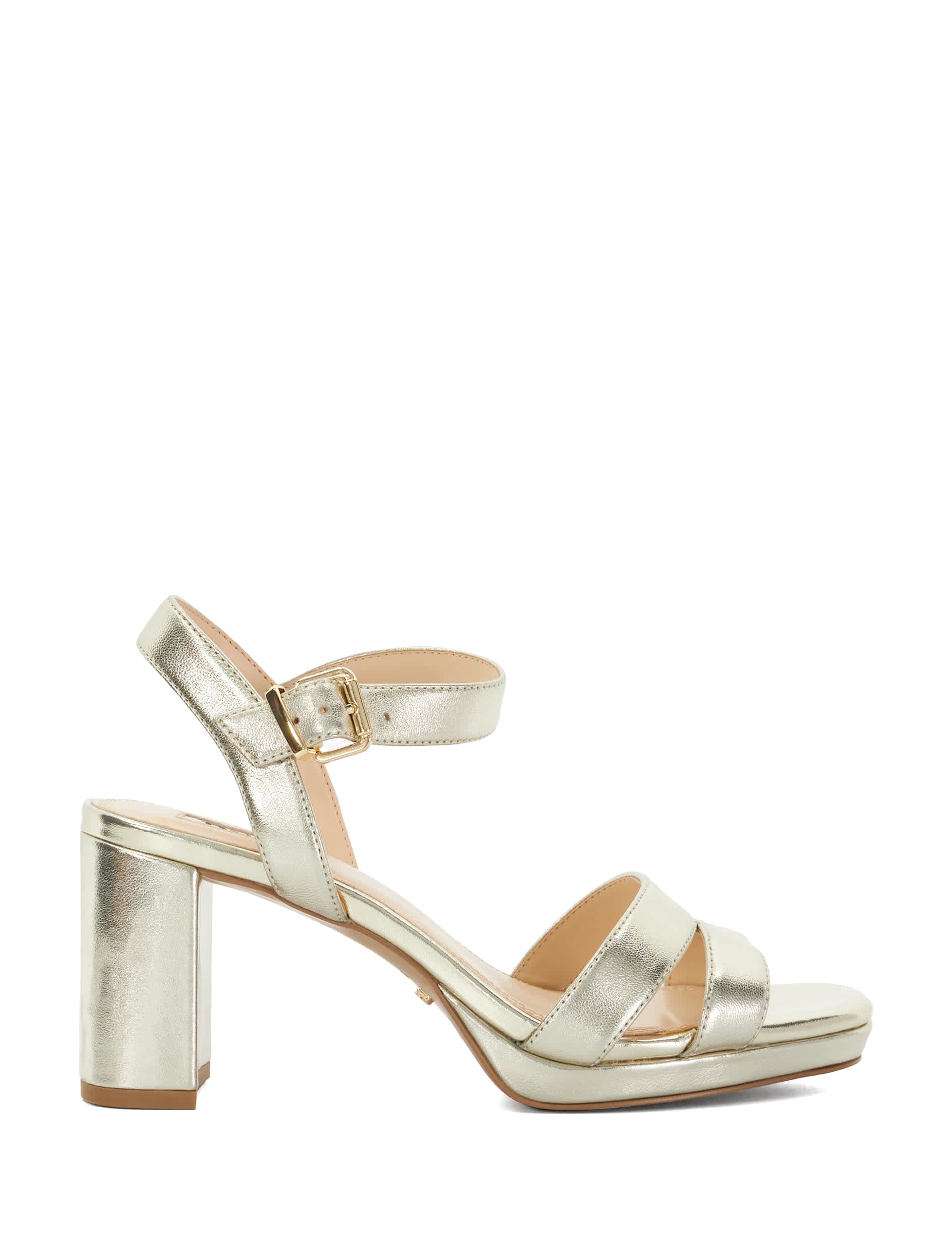 Dune London Women's Leather Ankle Strap Platform Sandals - 4 - Gold, Gold