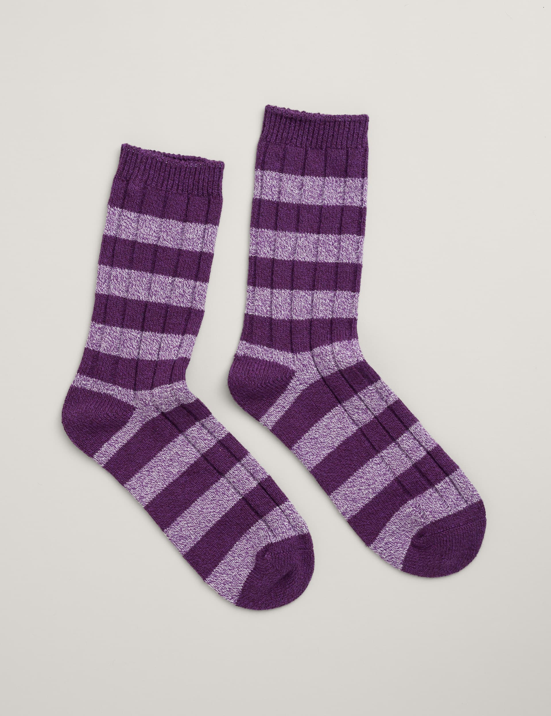 Seasalt Cornwall Women's Cotton Rich Striped Socks - Purple Mix, Purple Mix