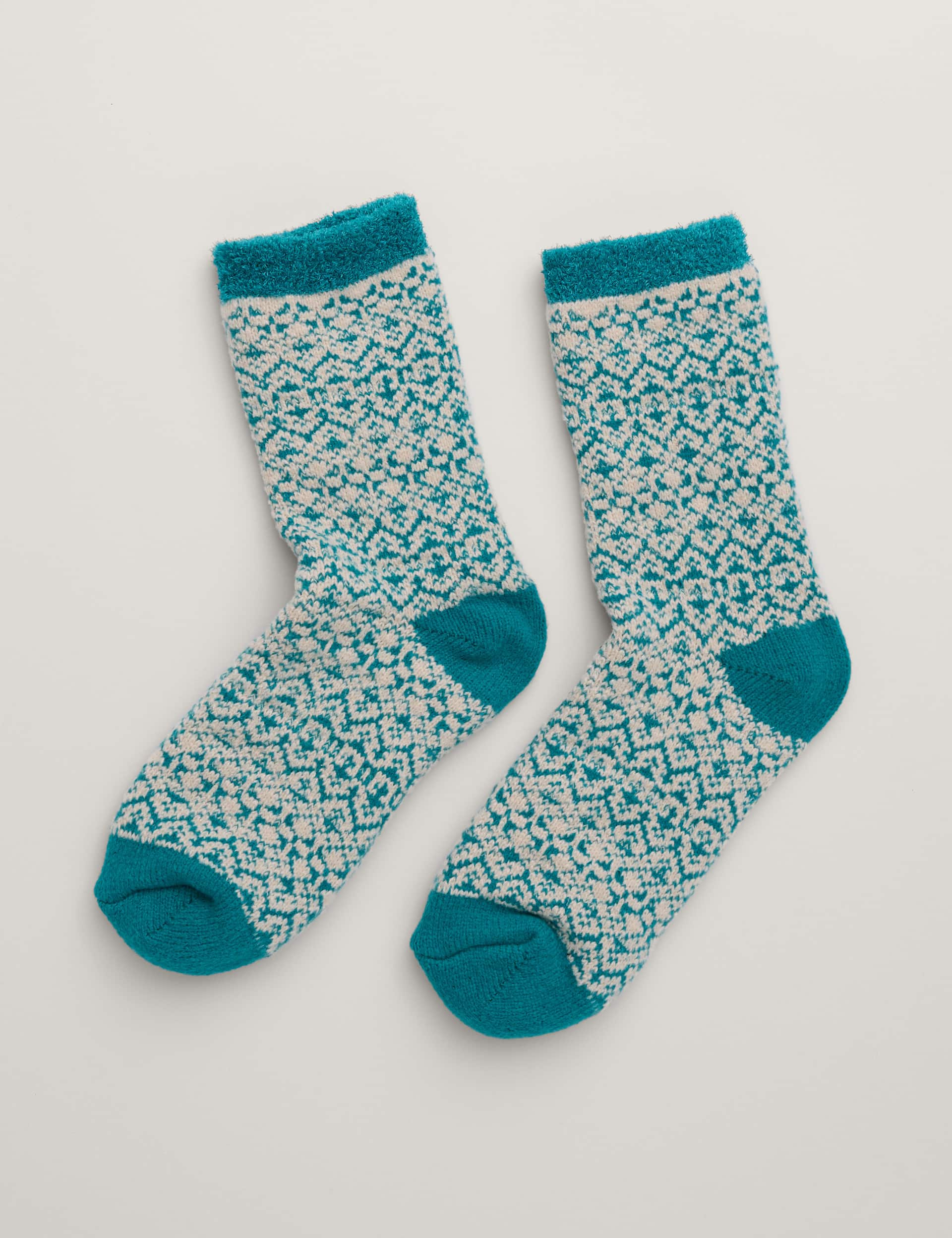 Seasalt Cornwall Women's Cosy Fair Isle Ankle High Socks - Blue Mix, Blue Mix