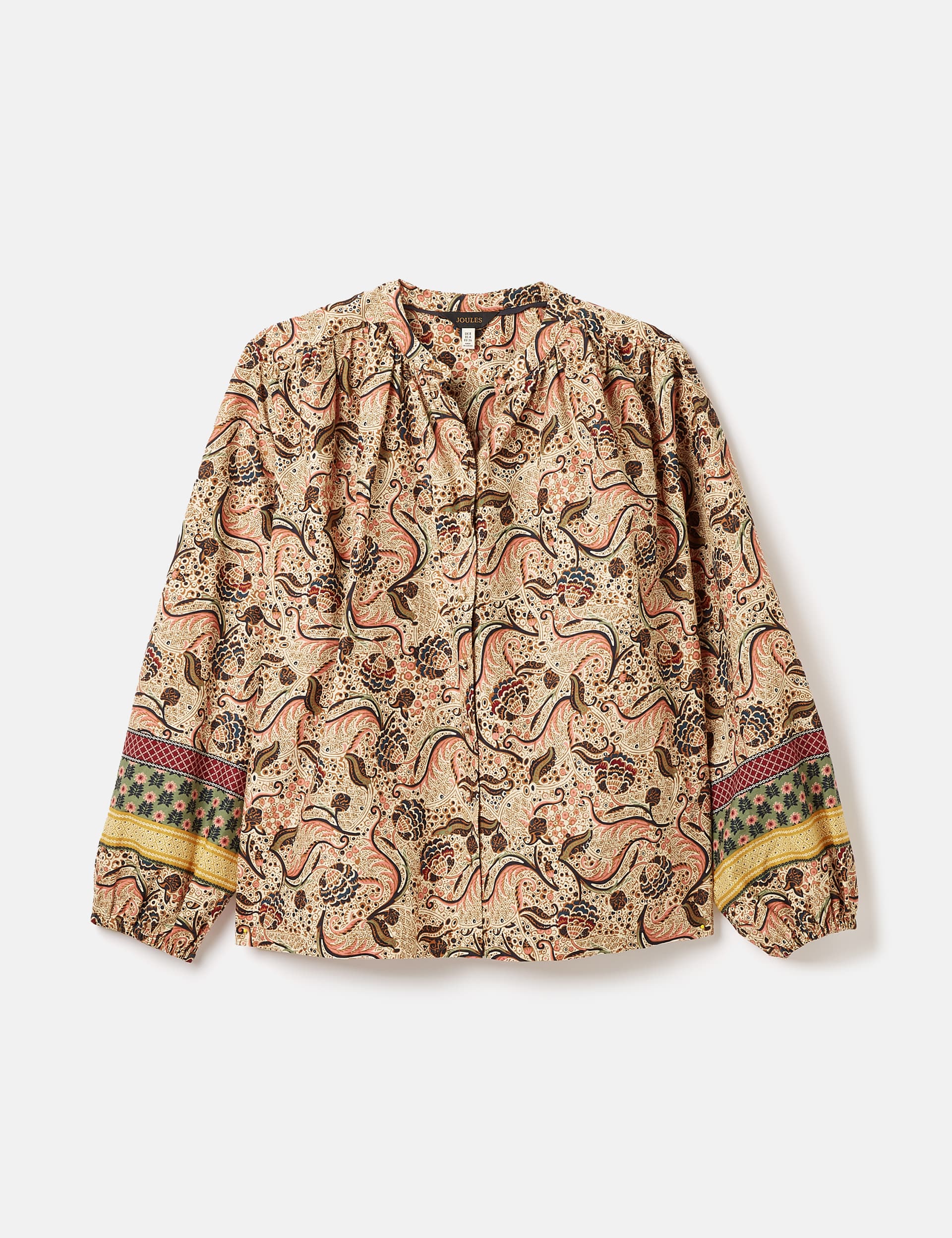 Joules Women's Pure Cotton Paisley Blouson Sleeve Blouse - 10 - Cream Mix, Cream Mix