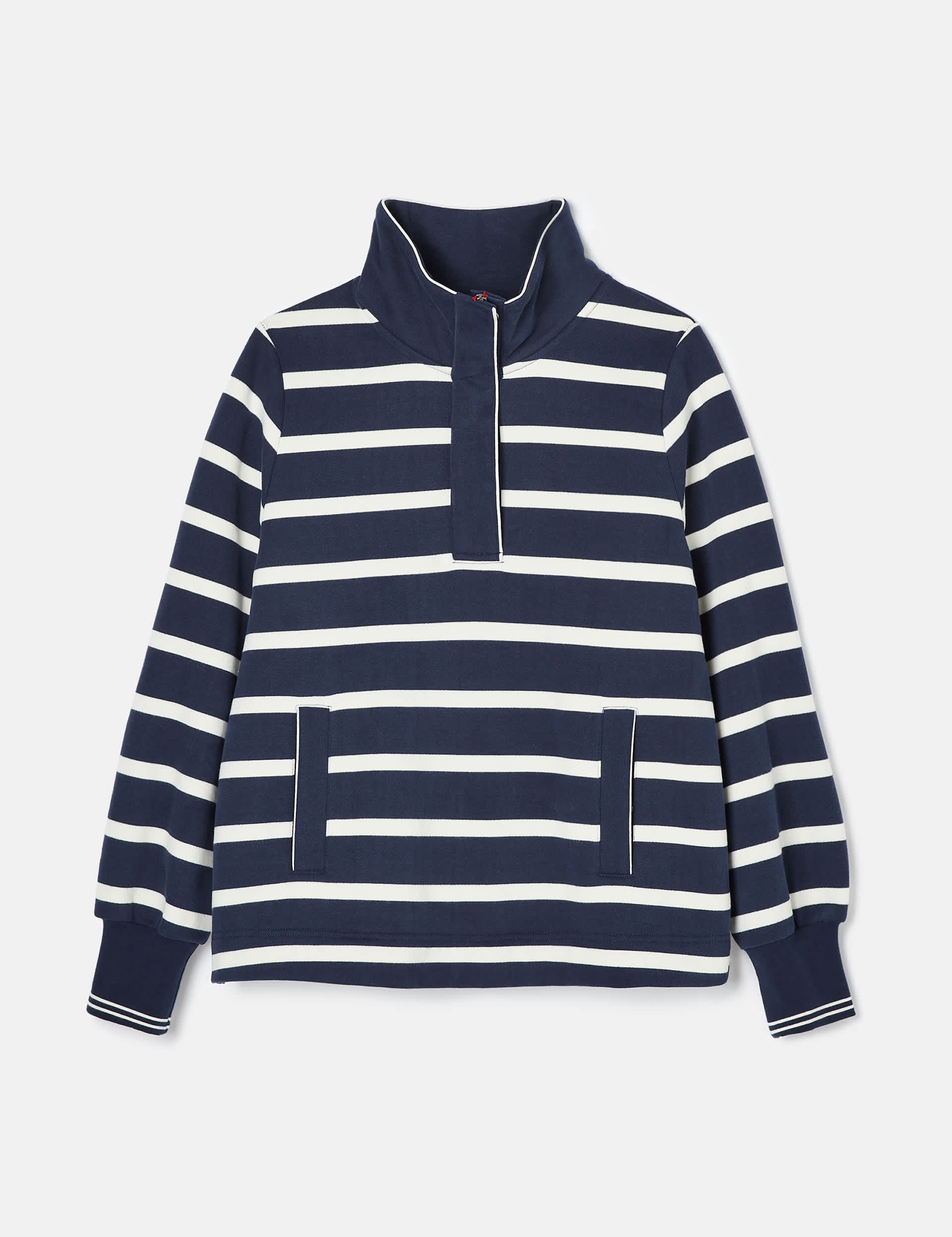 Joules Women's Pure Cotton Striped Half Zip Sweatshirt - 12 - Navy Mix, Navy Mix