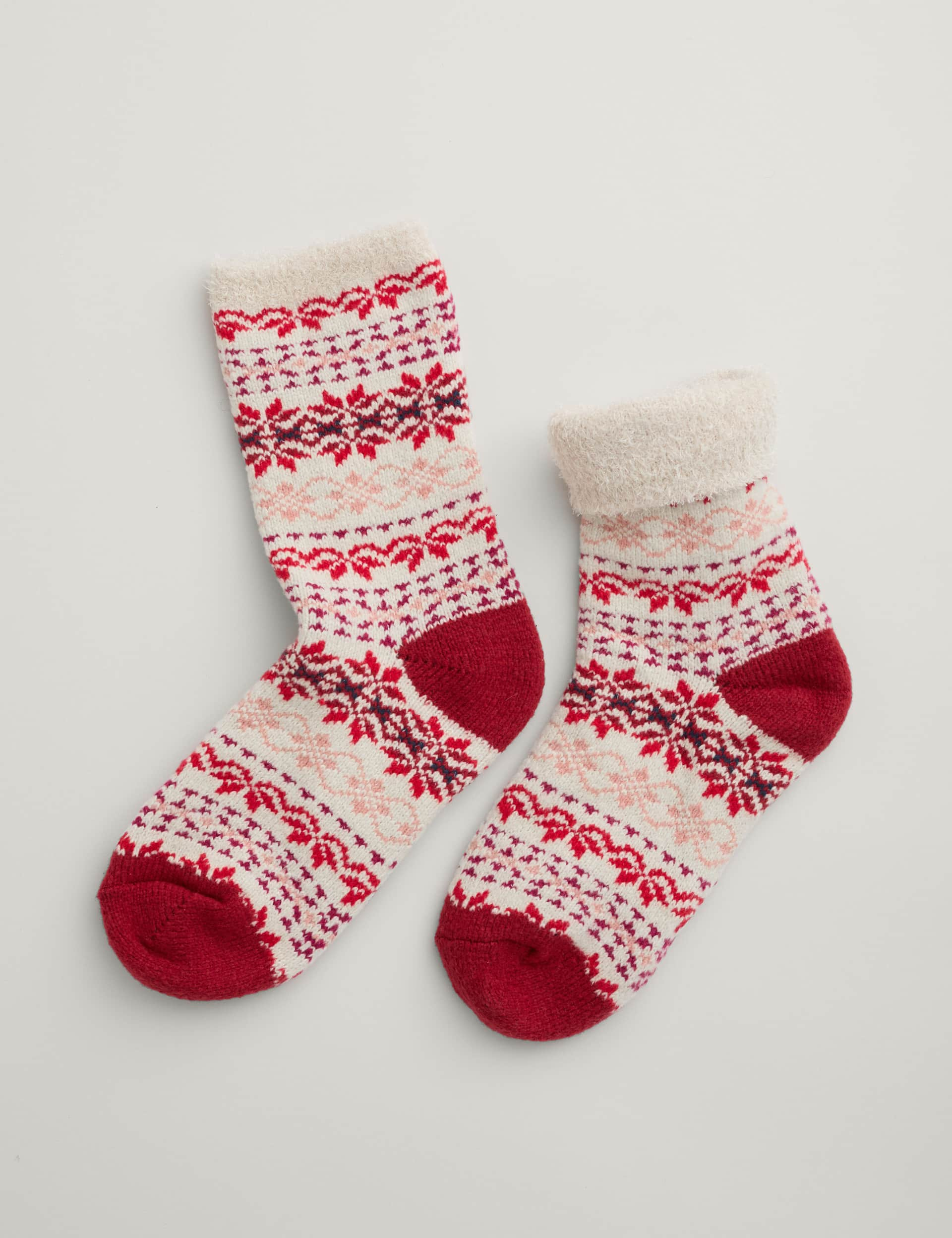 Seasalt Cornwall Women's Cosy Fair Isle Ankle High Socks - Red Mix, Red Mix