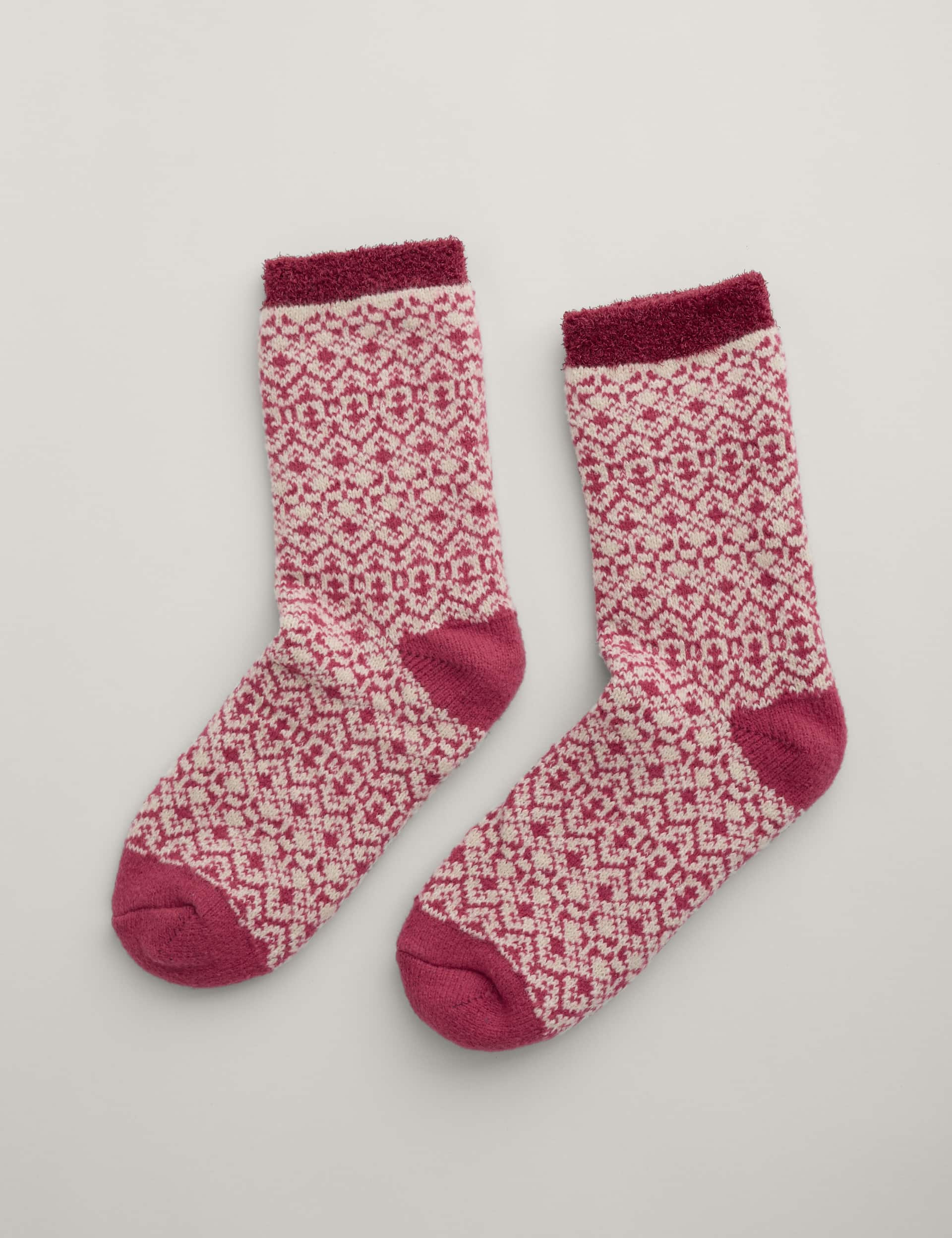 Seasalt Cornwall Women's Cosy Fair Isle Ankle High Socks - Pink Mix, Pink Mix