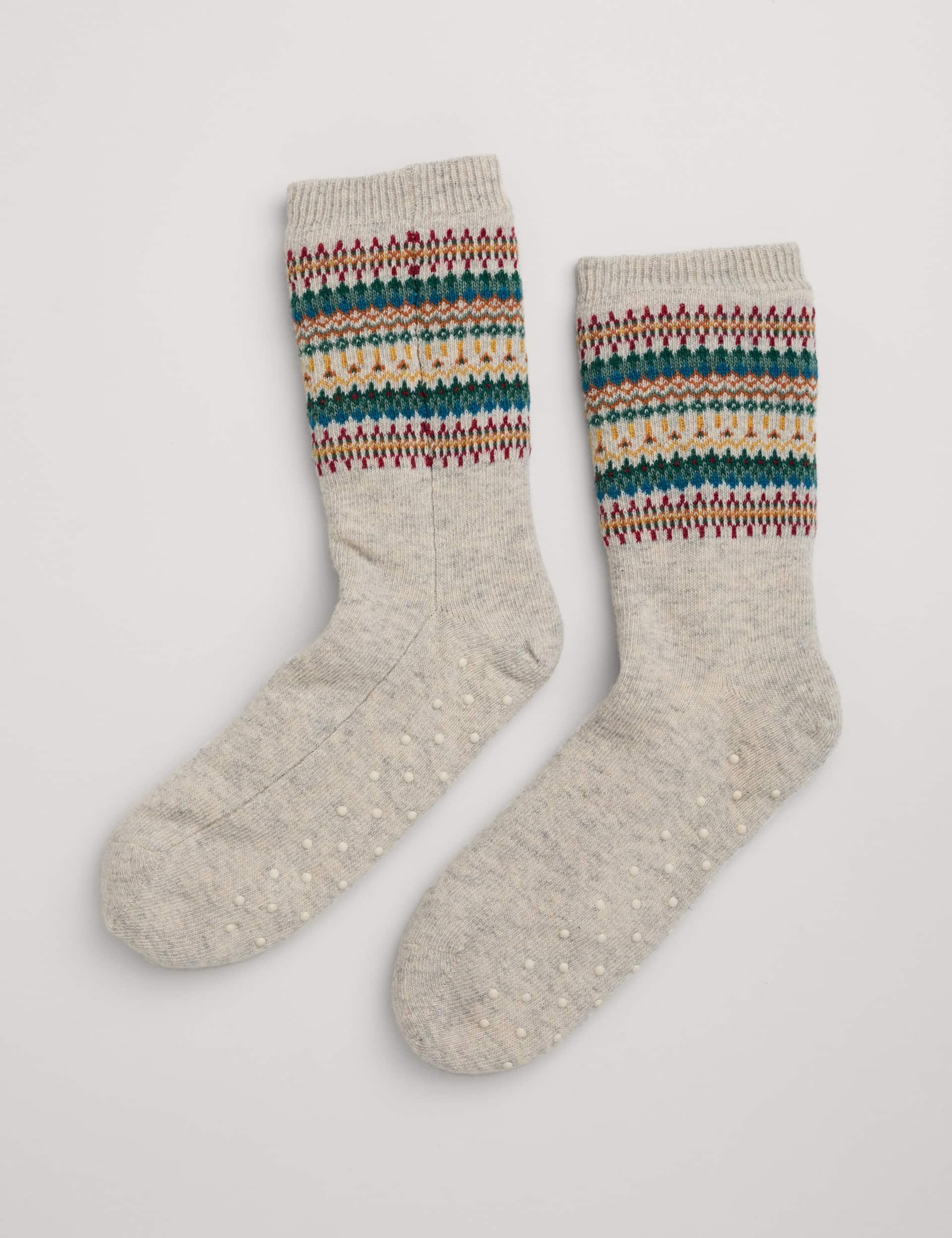 Seasalt Cornwall Women's Wool Rich Fair Isle Ankle High Socks - Natural Mix, Natural Mix