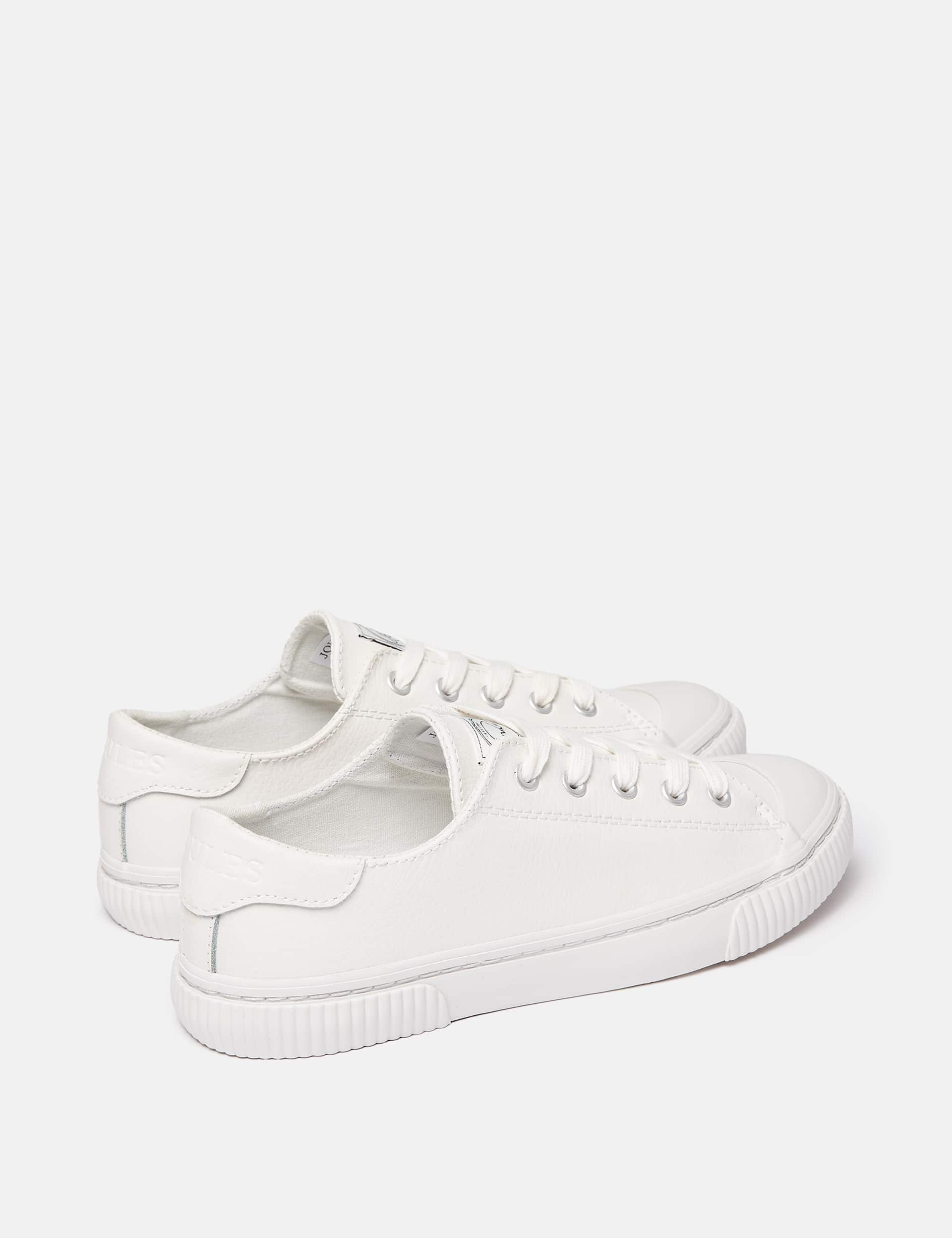 Joules Women's Leather Lace Up Trainers - 5 - White, White