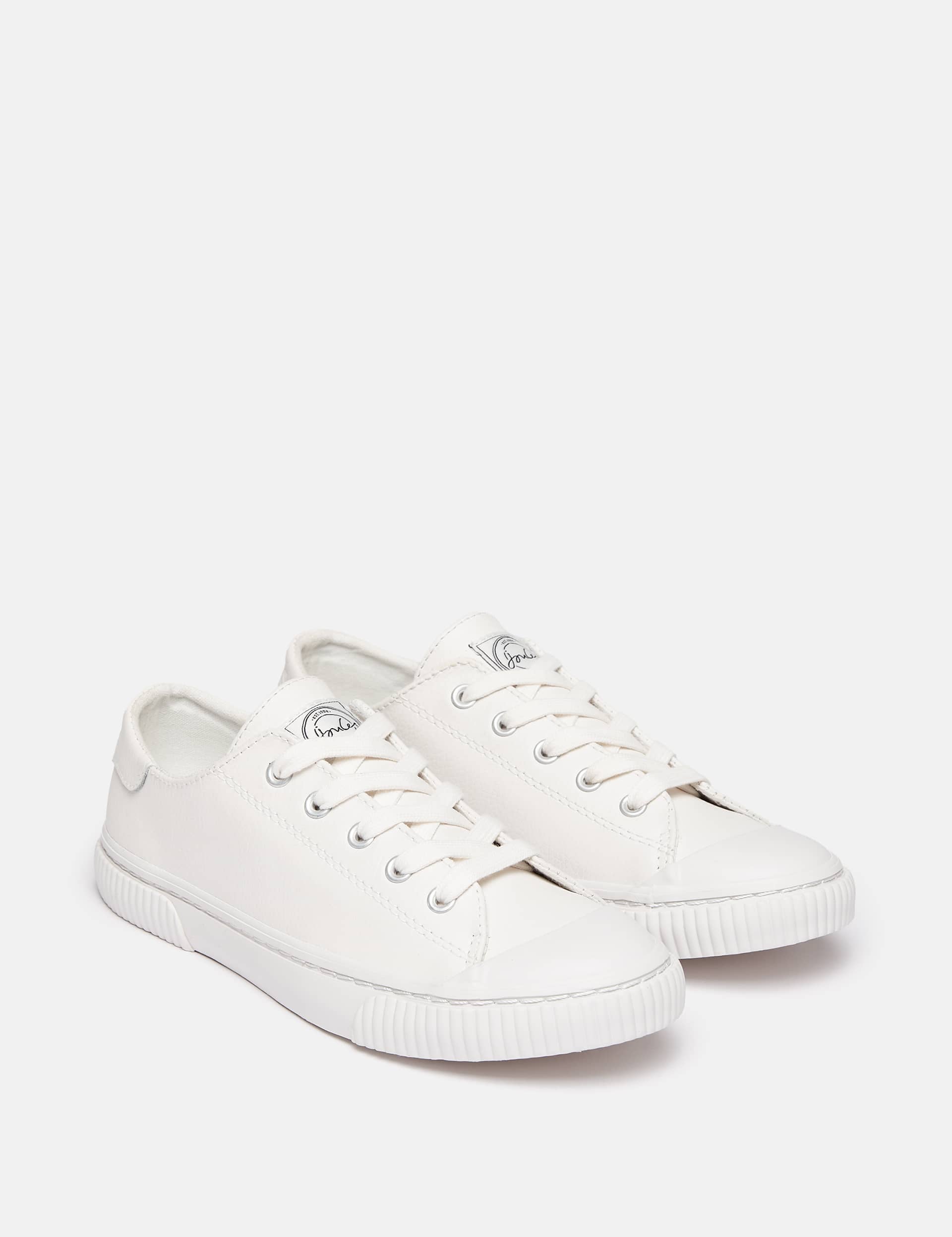 Joules Women's Leather Lace Up Trainers - 6 - White, White