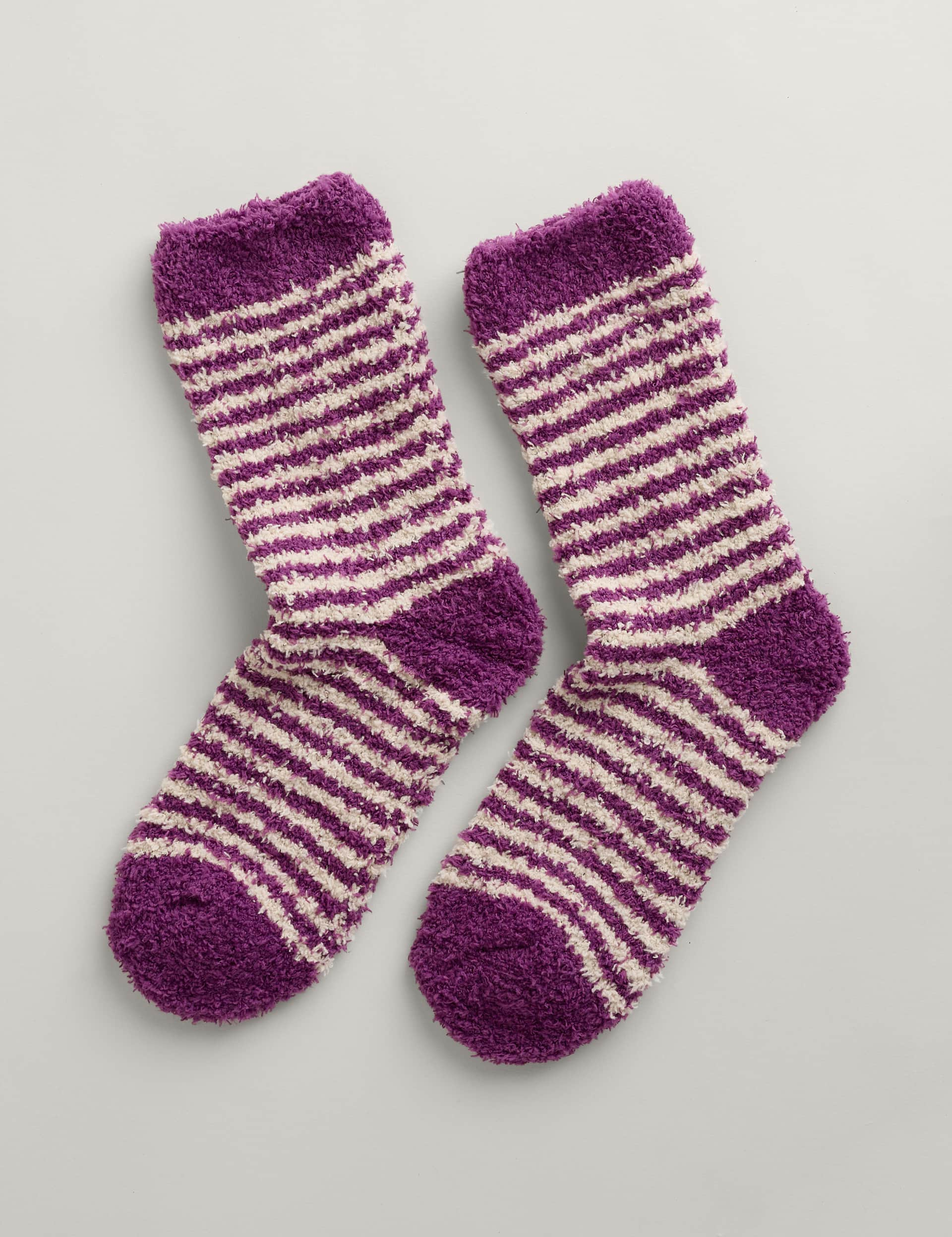 Seasalt Cornwall Women's Striped Fluffy Ankle High Socks - Purple Mix, Purple Mix