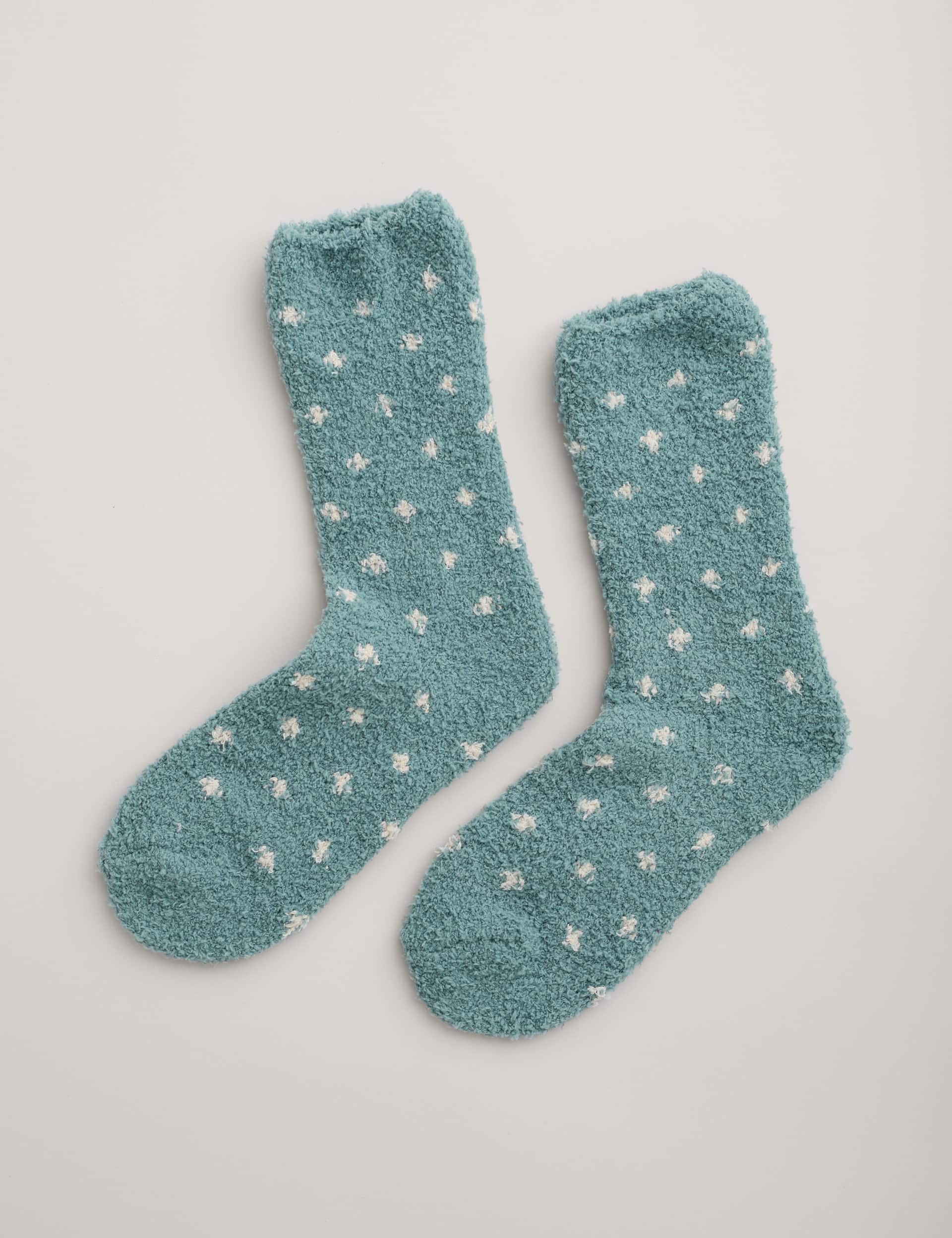 Seasalt Cornwall Women's Polka Dot Fluffy Ankle High Socks - Blue Mix, Blue Mix