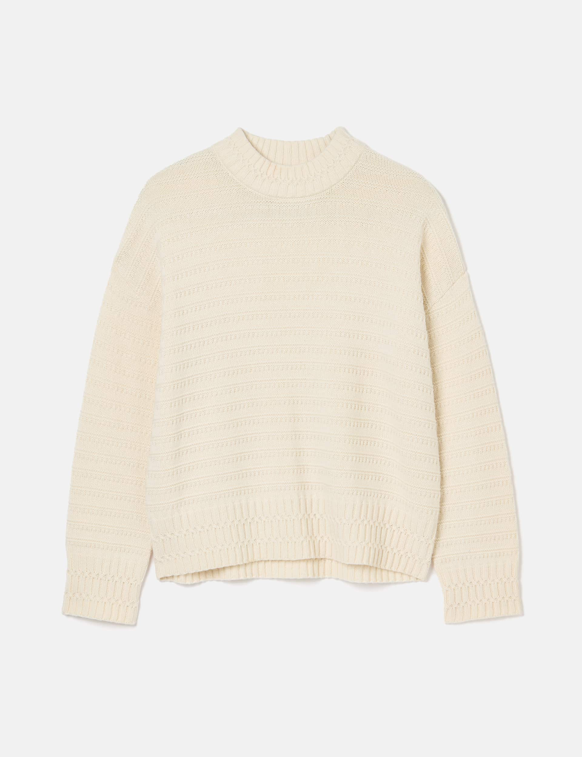 Joules Women's Textured Jumper with Merino Wool - 12 - Cream, Cream