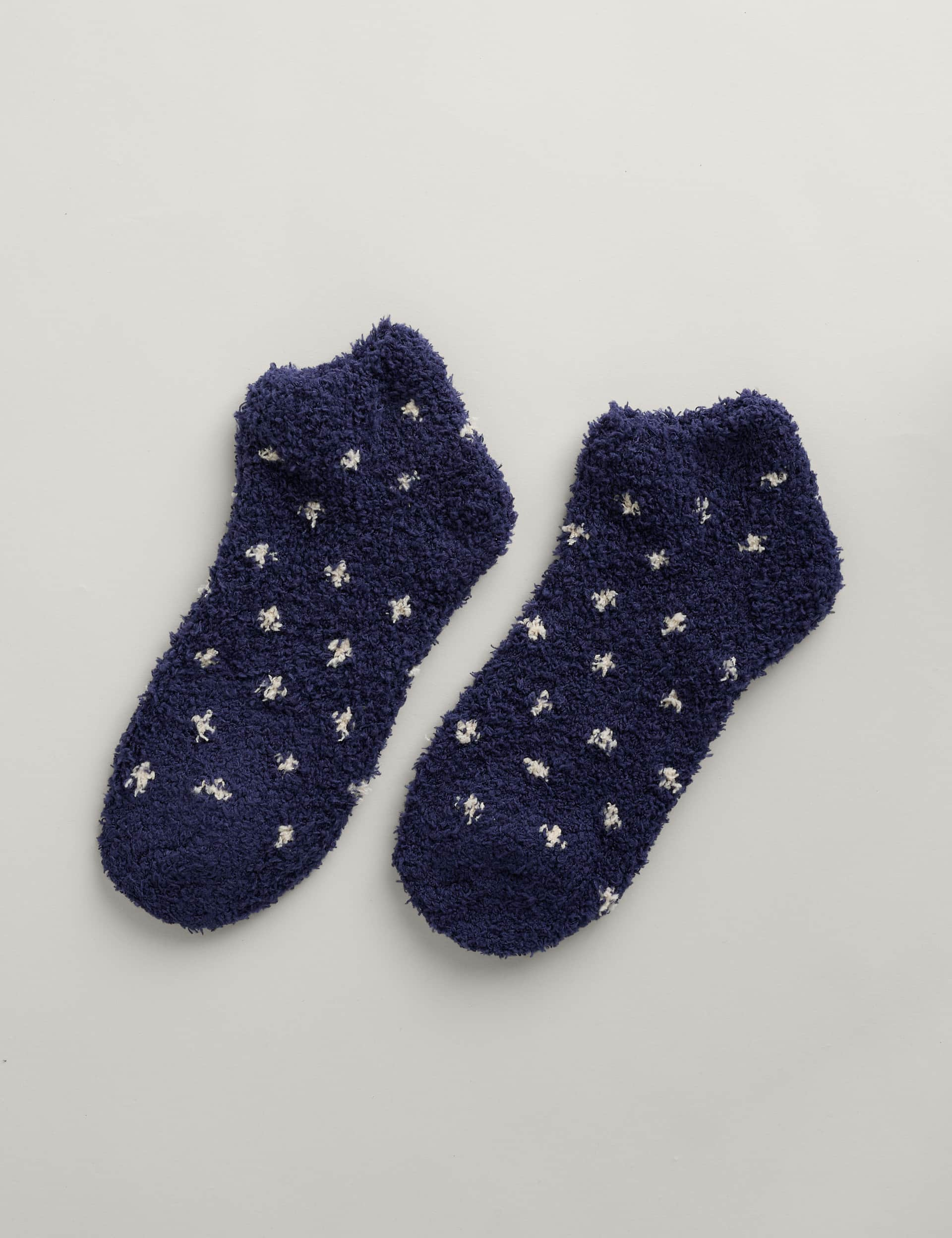 Seasalt Cornwall Women's Patterned Fluffy Trainer Socks - Navy Mix, Navy Mix