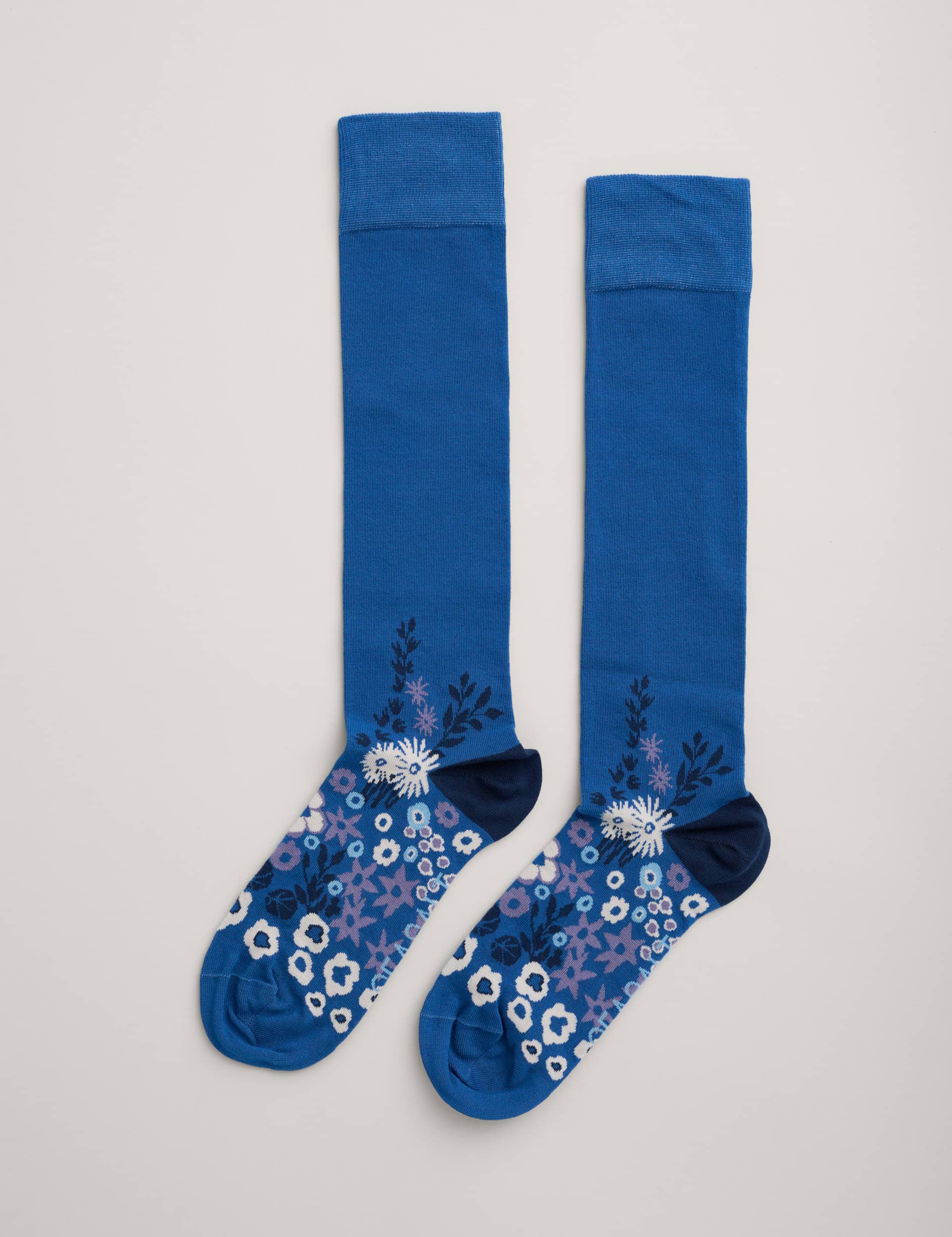 Seasalt Cornwall Women's Floral Knee High Socks - Blue Mix, Blue Mix