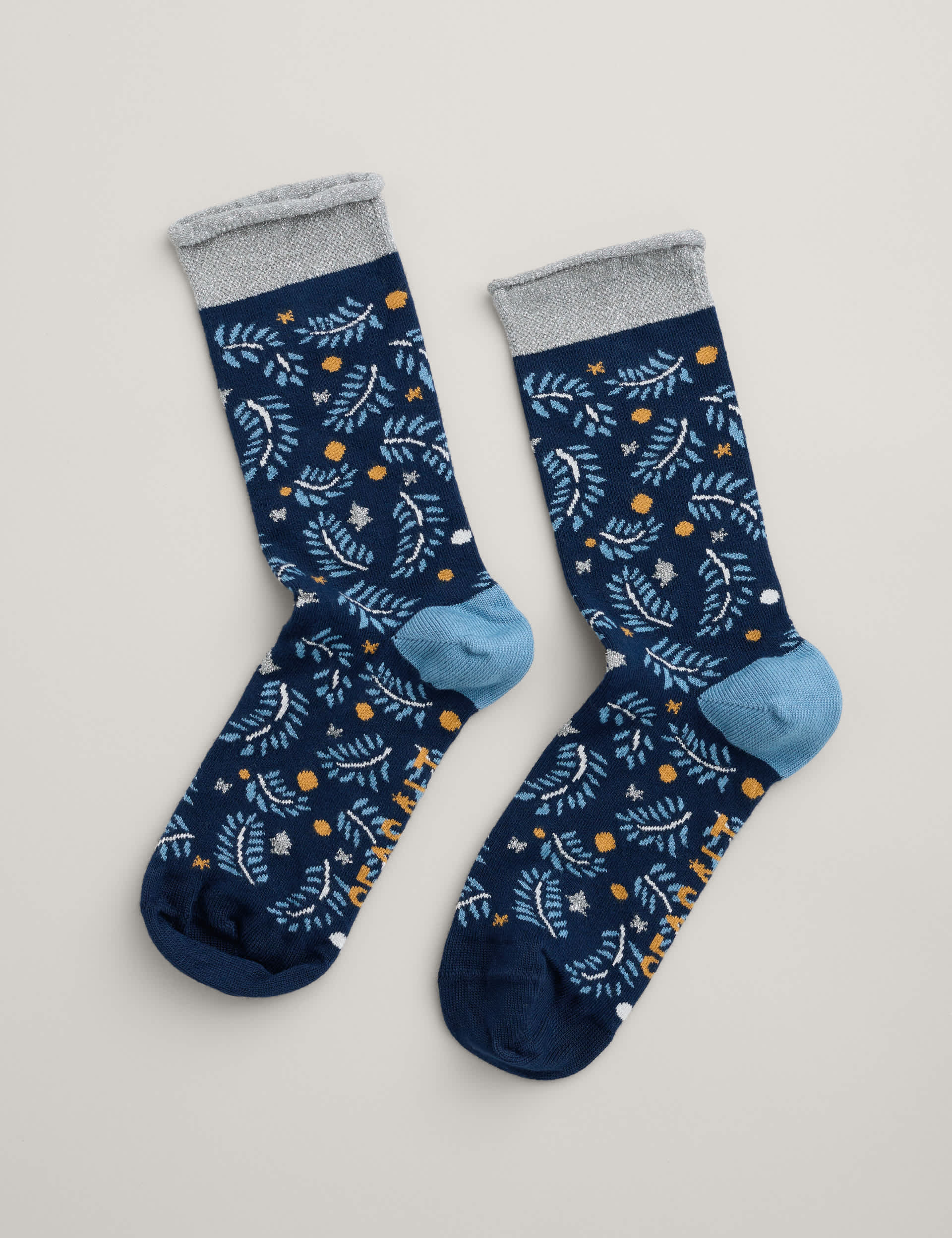 Seasalt Cornwall Women's Sparkle Leaf Ankle High Socks - Navy Mix, Navy Mix