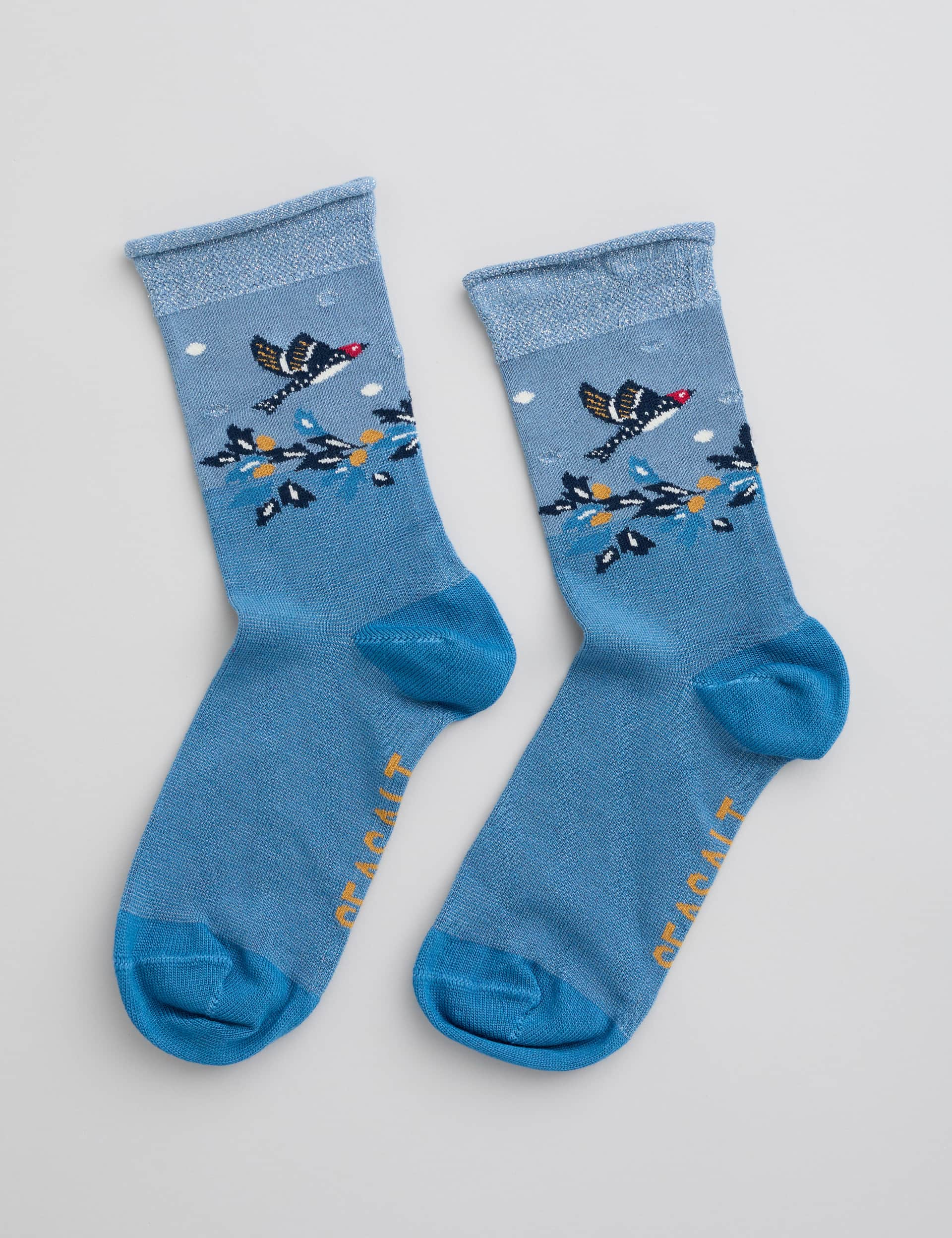 Seasalt Cornwall Women's Sparkle Bird Ankle High Socks - Blue Mix, Blue Mix