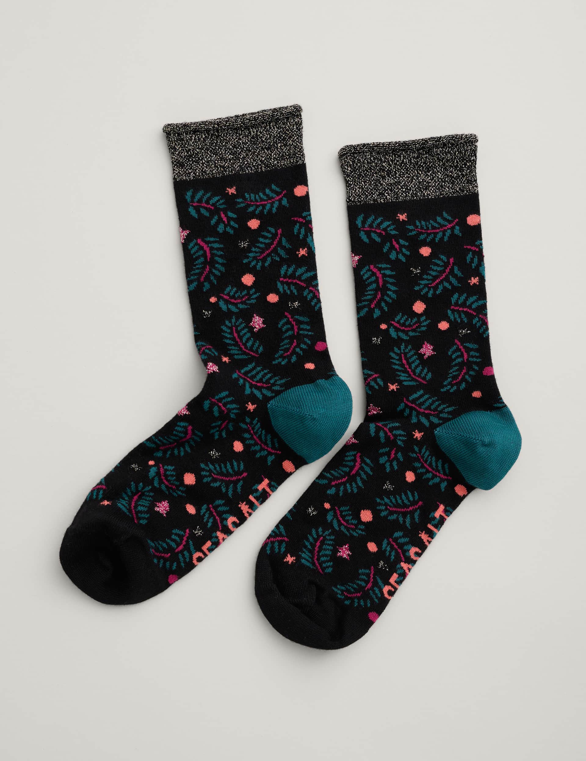 Seasalt Cornwall Women's Sparkle Leaf Ankle High Socks