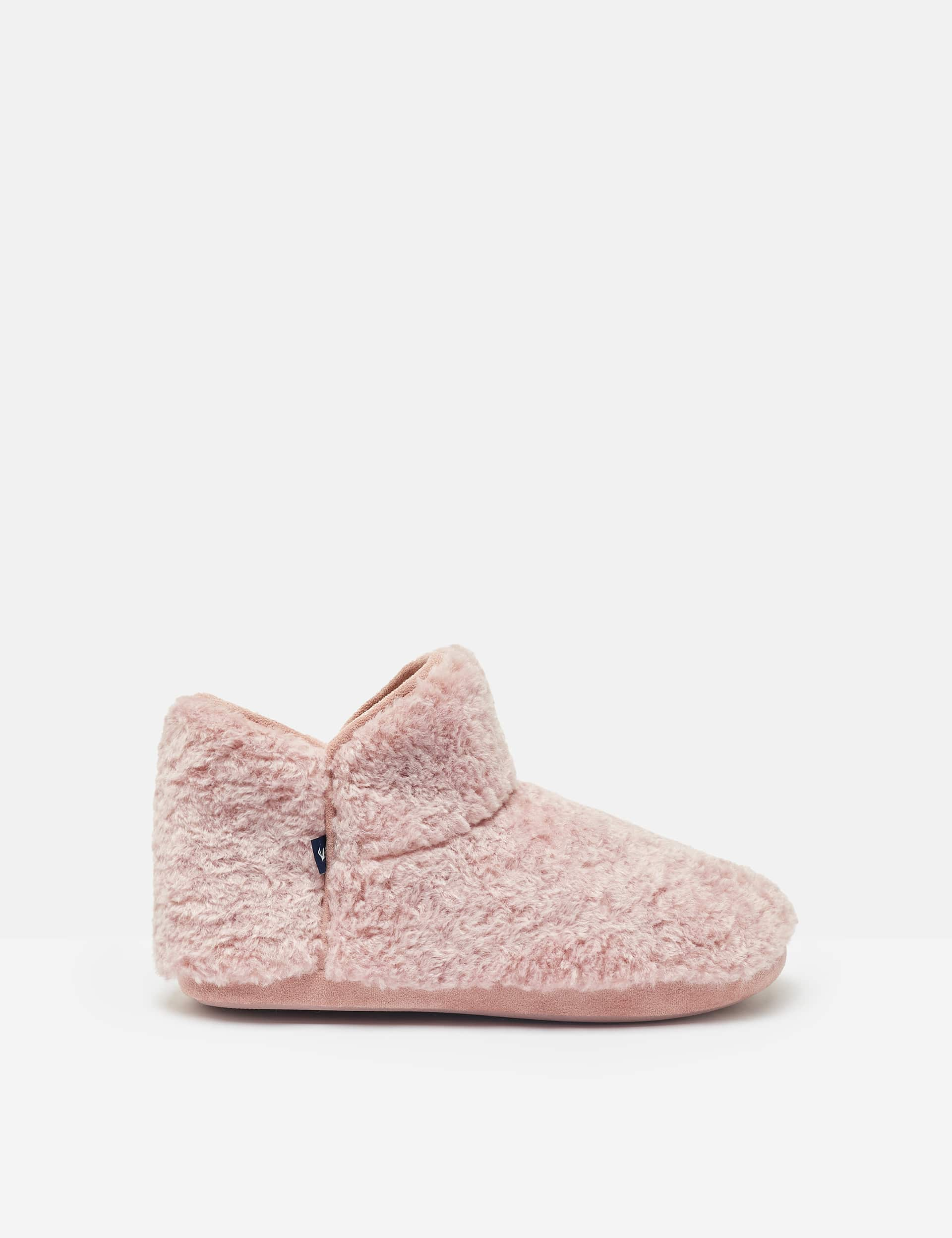 Joules Women's Faux Fur Slipper Boots - M - Pink, Pink