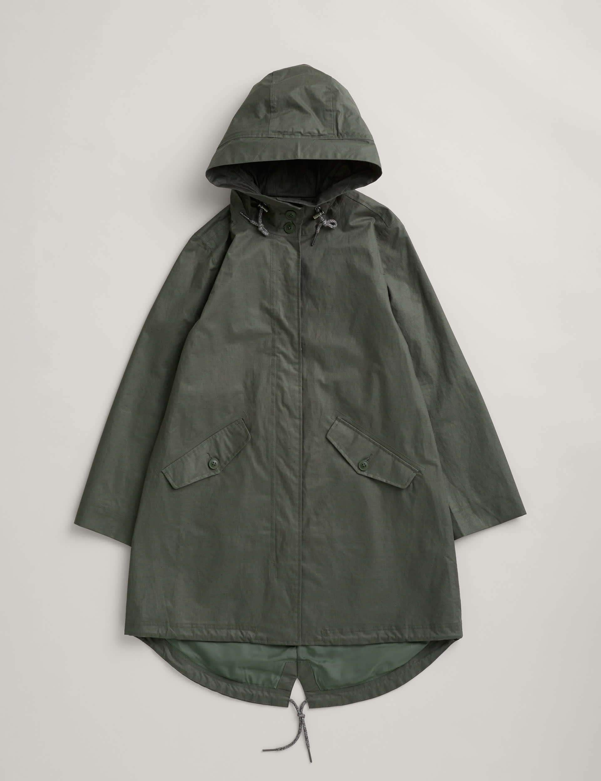 Seasalt Cornwall Women's Waterproof Linen Rich Longline Raincoat - 8REG - Green, Green,Navy