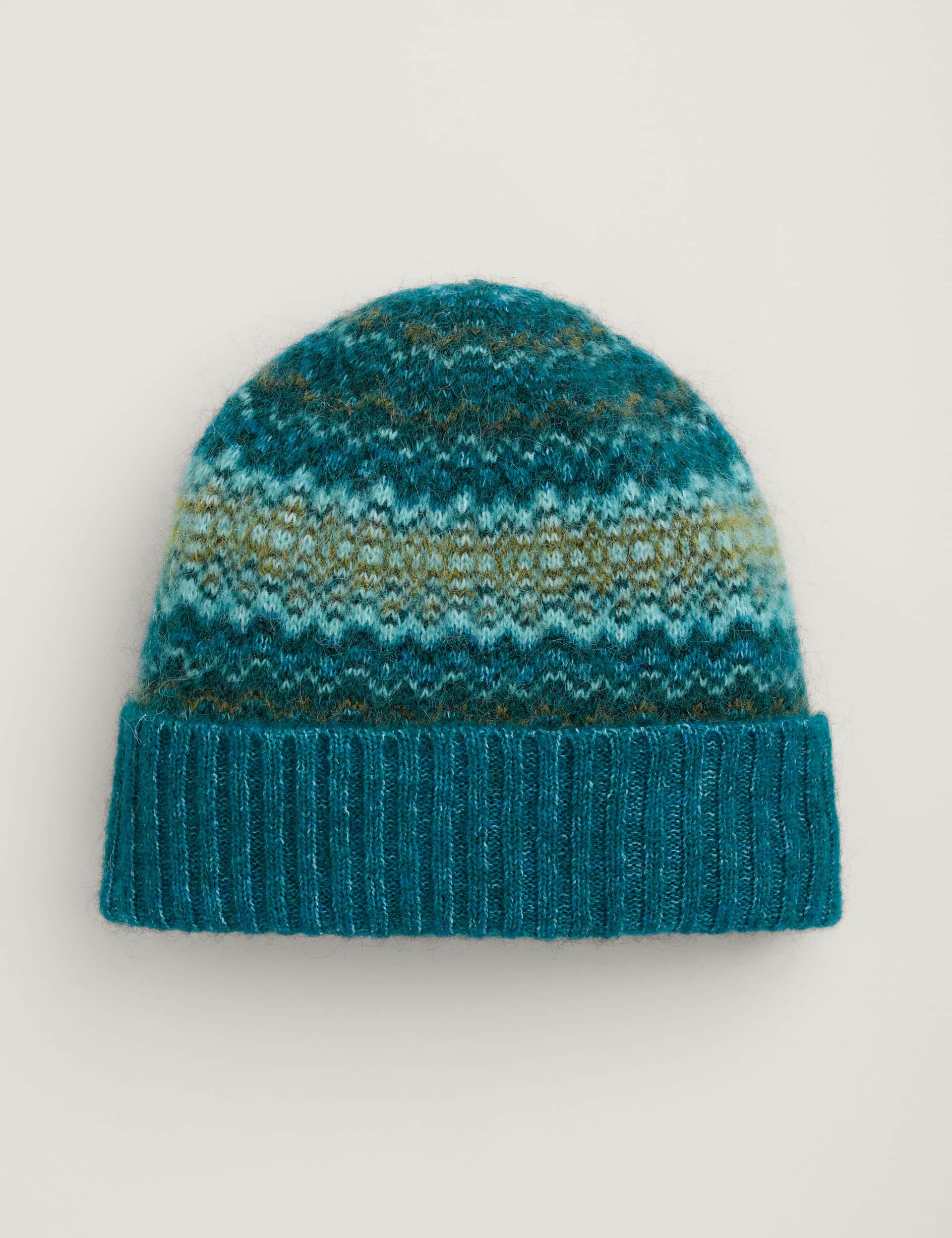 Seasalt Cornwall Women's Mohair Blend Knitted Striped Beanie - Teal Mix, Teal Mix