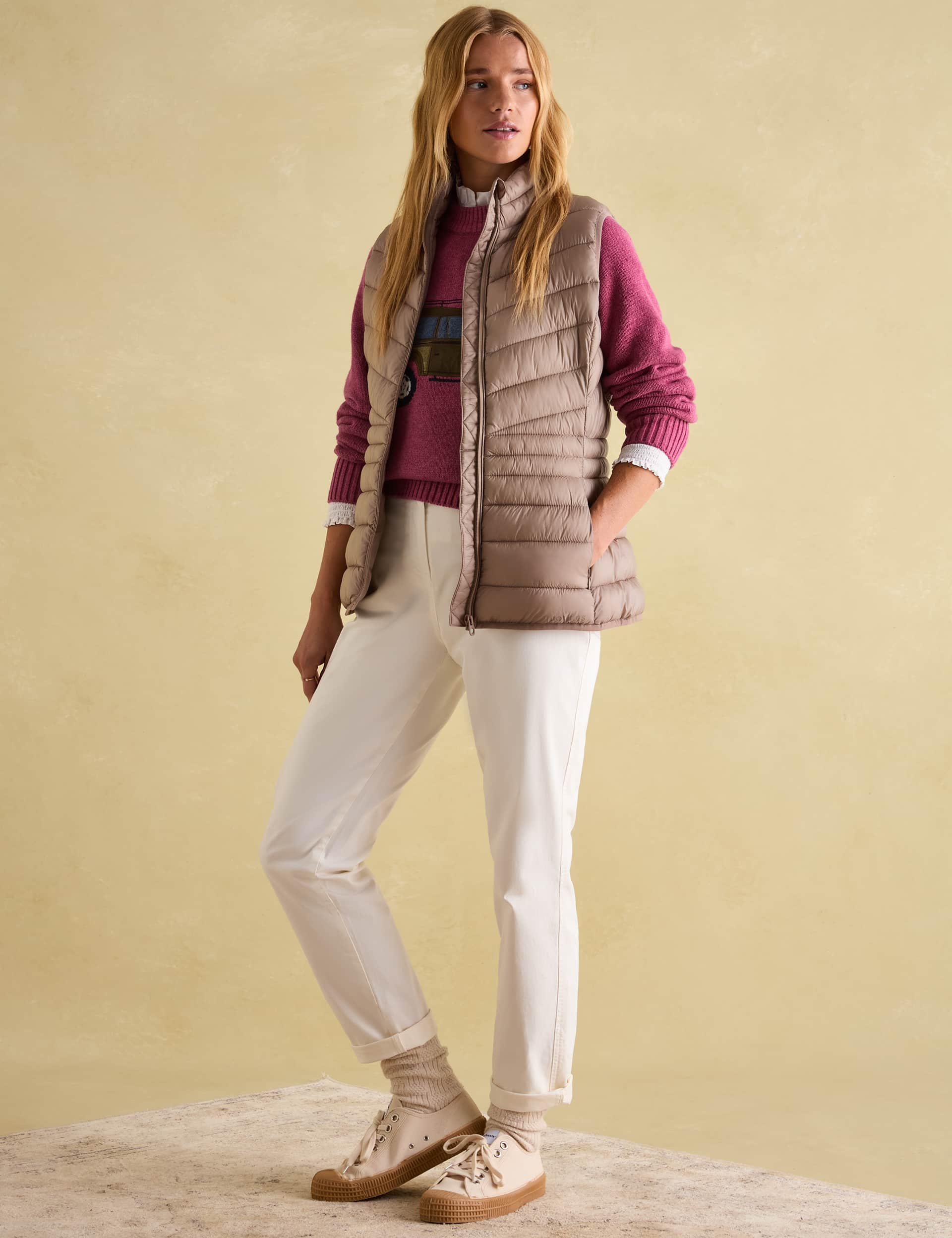 Joules Women's Padded Gilet - 22 - Taupe, Taupe