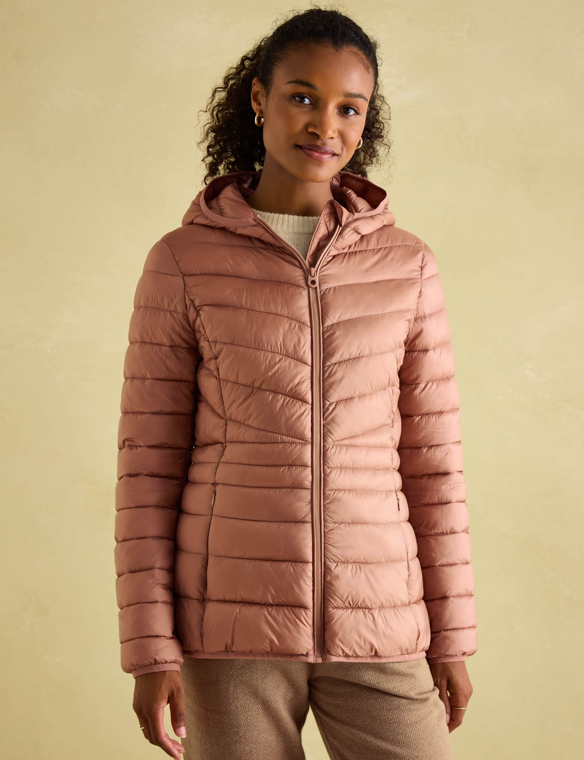 Joules Women's Hooded Puffer Jacket - 10 - Pink, Pink,Navy