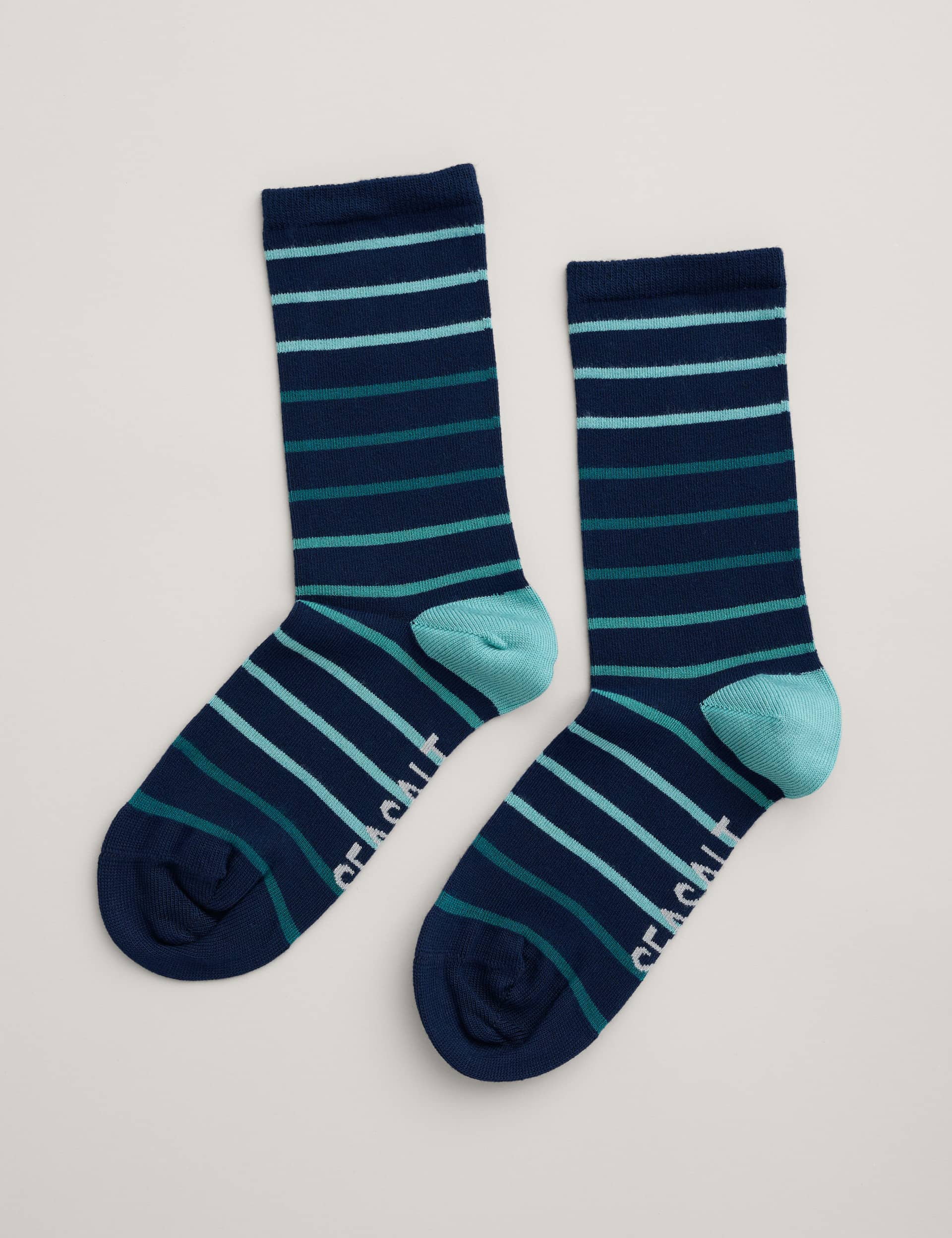 Seasalt Cornwall Women's Striped Ankle High Socks - Teal Mix, Teal Mix