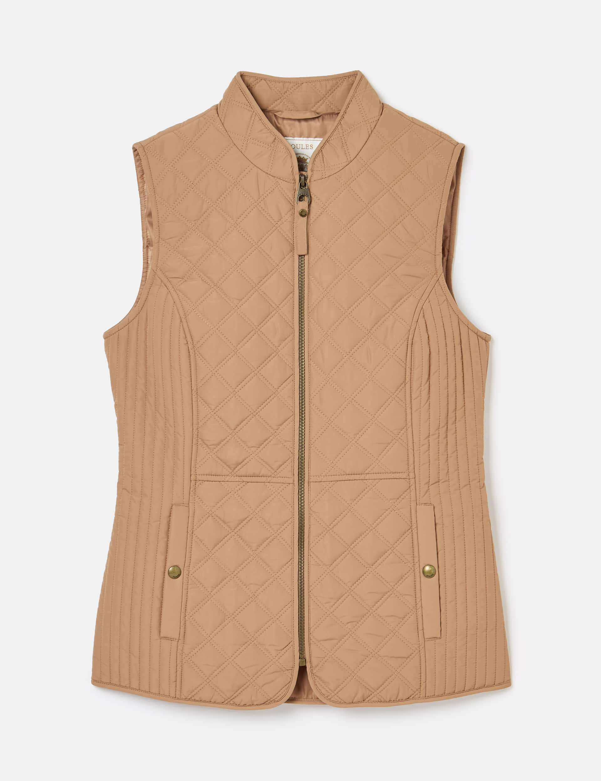 Joules Women's Quilted Collared Gilet - 10 - Beige, Beige