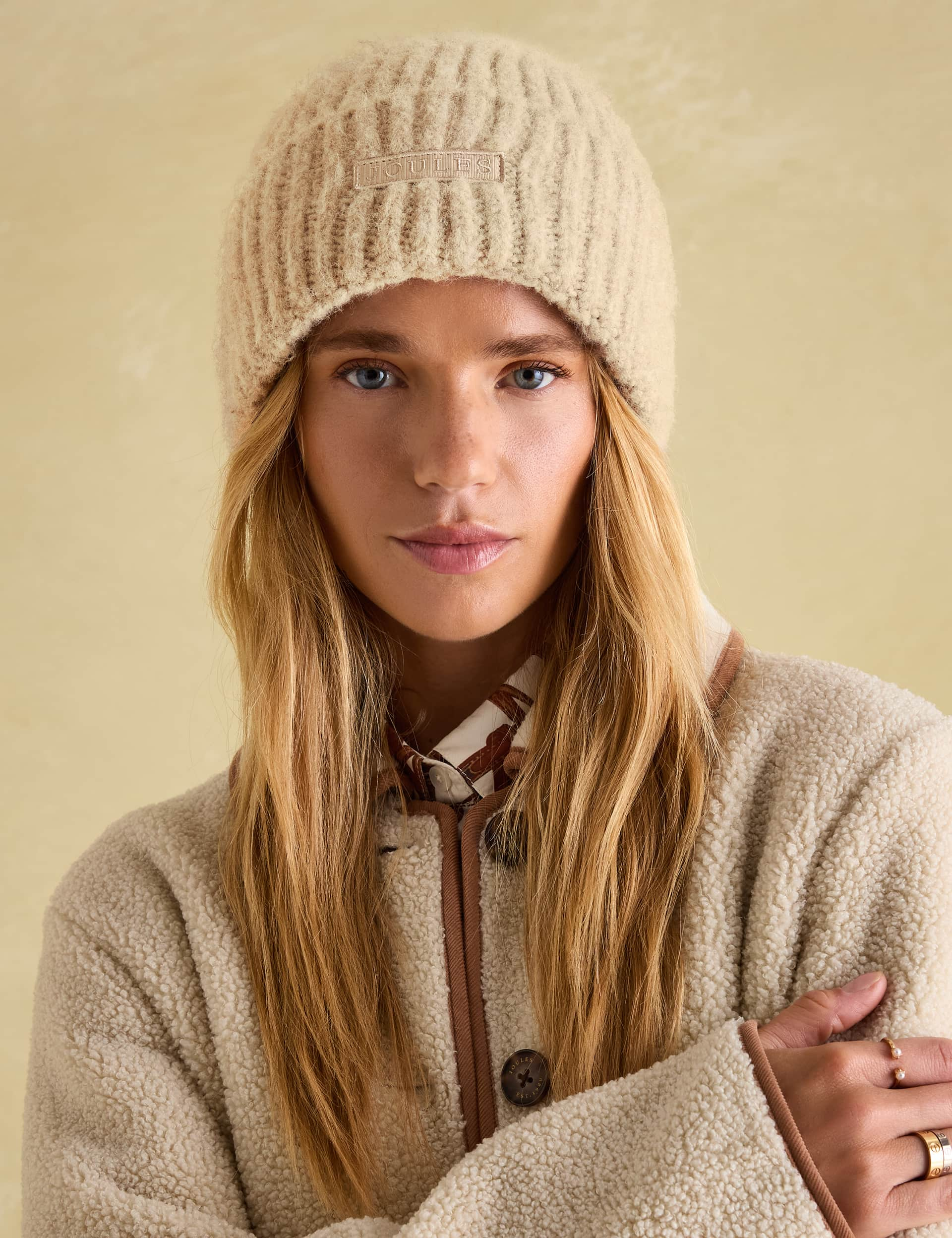 Joules Women's Textured Beanie Hat - Beige, Beige