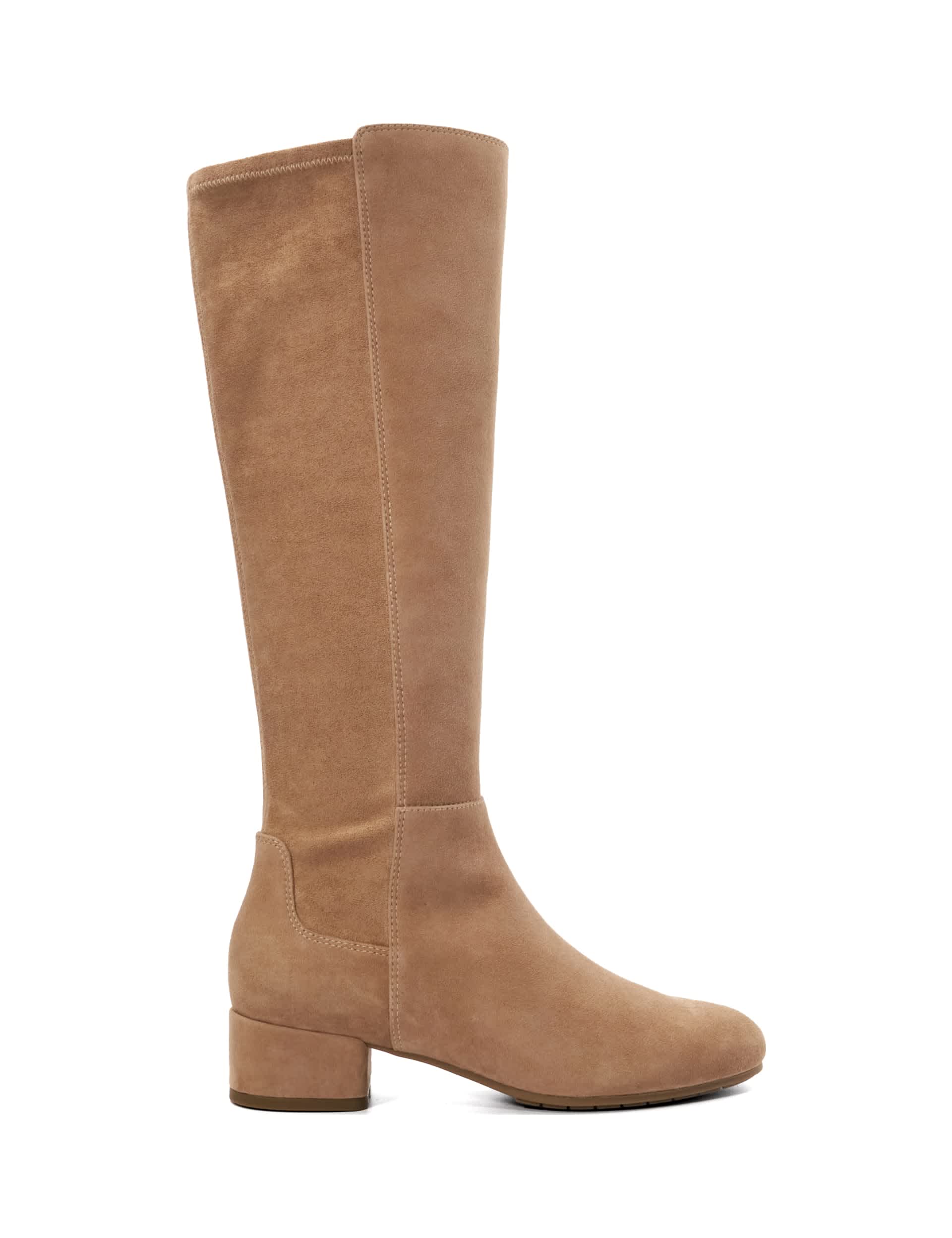 Dune London Women's Suede Block Heel Knee High Boots - 3 - Camel, Camel