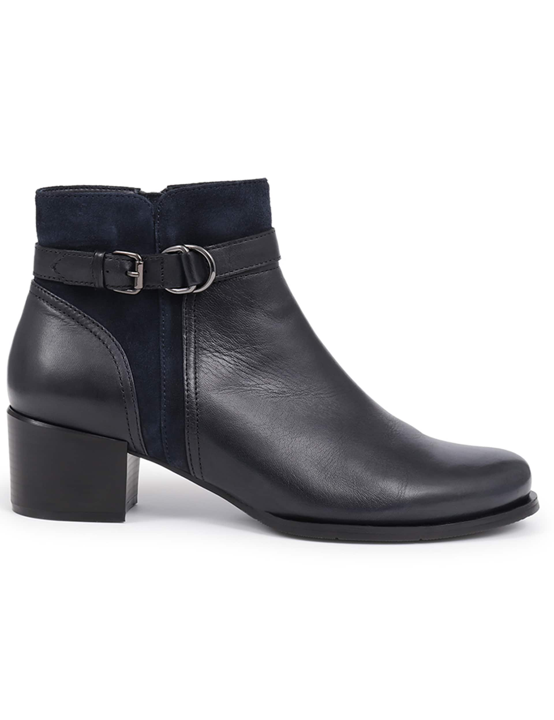 Jones Bootmaker Women's Leather Block Heel Ankle Boots - 5 - Navy, Navy