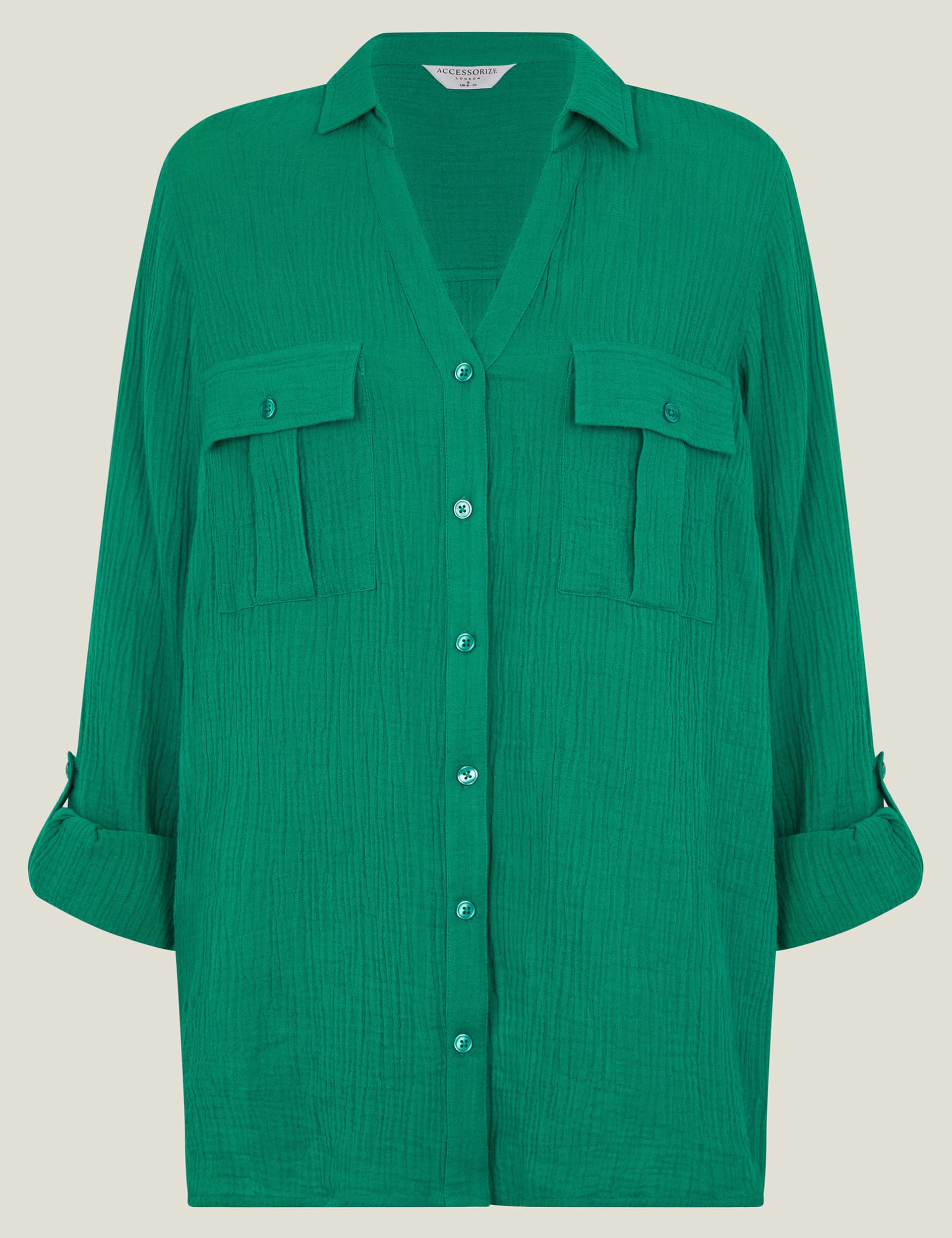 Accessorize Women's Pure Cotton Textured Beach Shirt - M - Teal, Teal